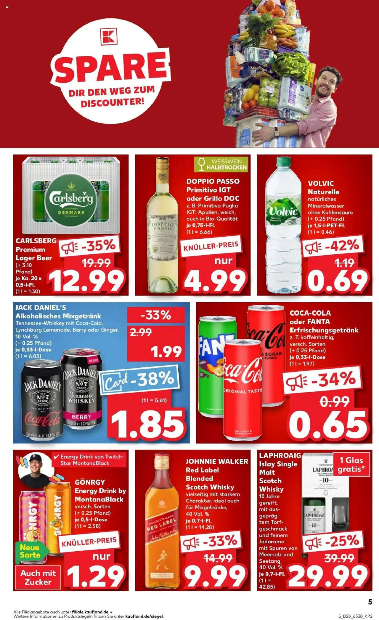 Kaufland prospekt Staßfurt	 - gültig ab dem 09.07.2025 | Seite: 5 | Produkte: Coca cola, Fanta, Carlsberg, Johnnie walker