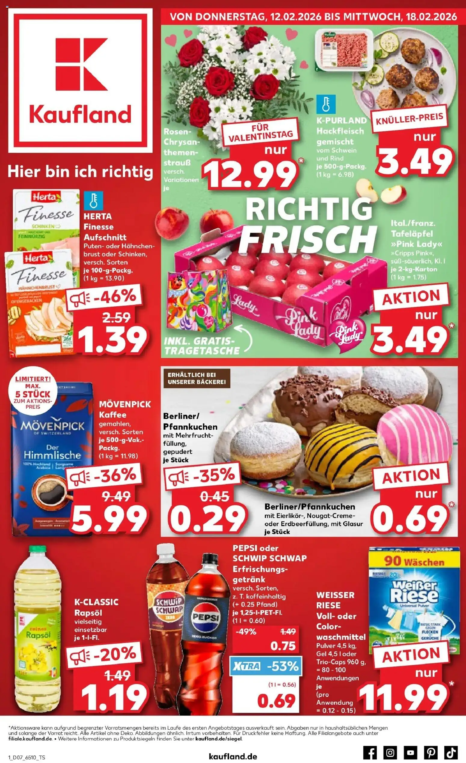 Kaufland prospekt Marktredwitz	 – gültig ab 12.02.2026 | Seite: 9 | Produkte: Hahnchen, Bäckerei, Rapsöl, Hackfleisch