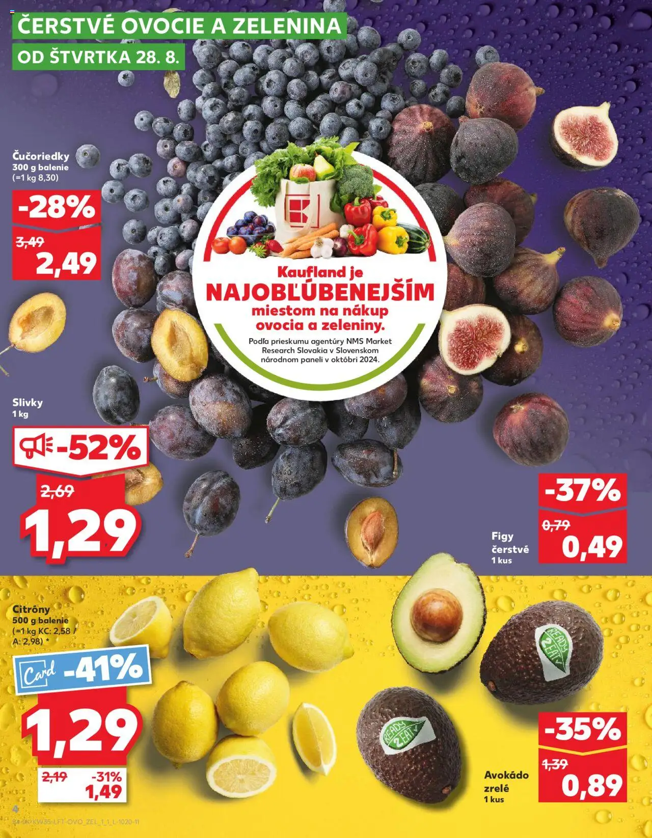 Kaufland Bratislava-Petržalka │ platný od 28.08.2025 | Strana: 4 | Produkty: Citróny, Avokádo, Slivky, Ovocie