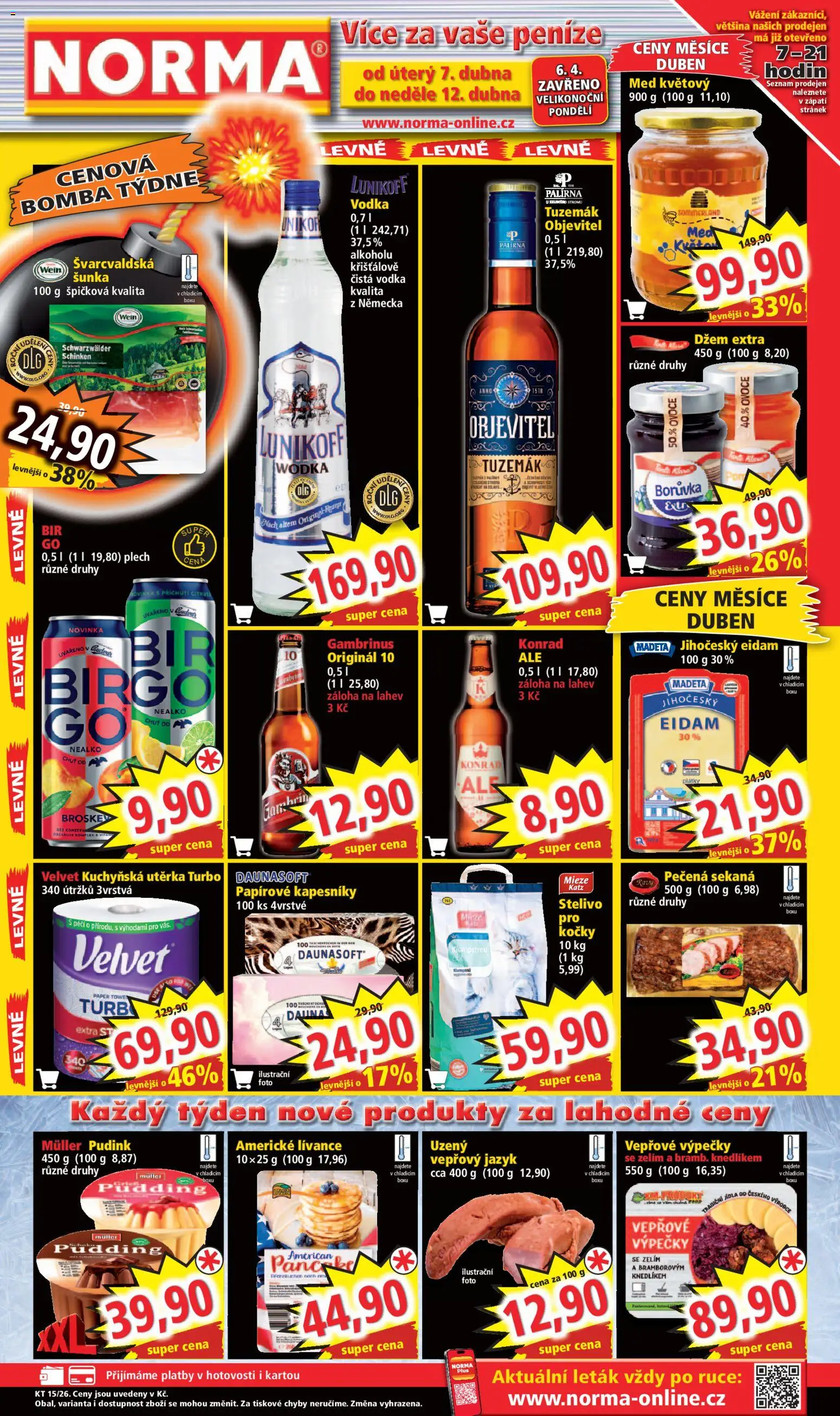 Norma leták od 07.04.2026 | Strana: 1 | Produkty: Papírové kapesníky, Plech, Tuzemák, Utěrka