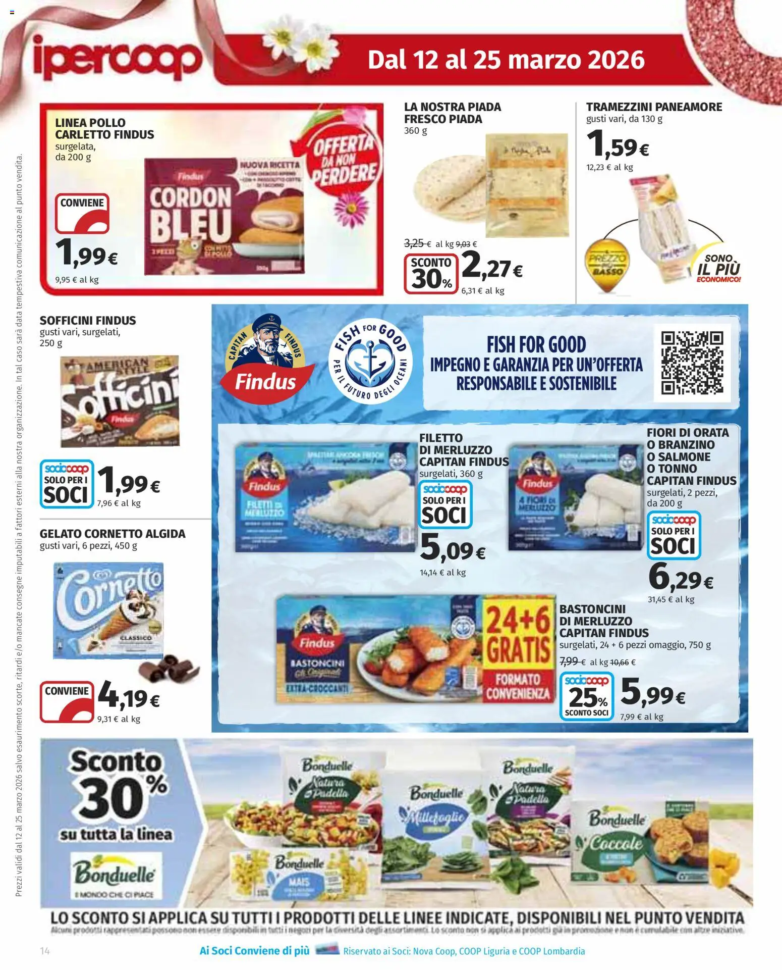 Volantino Ipercoop del 12.03.2026 | Pagina: 14 | Prodotti: Salmone, Cornetto, Branzino, Mais