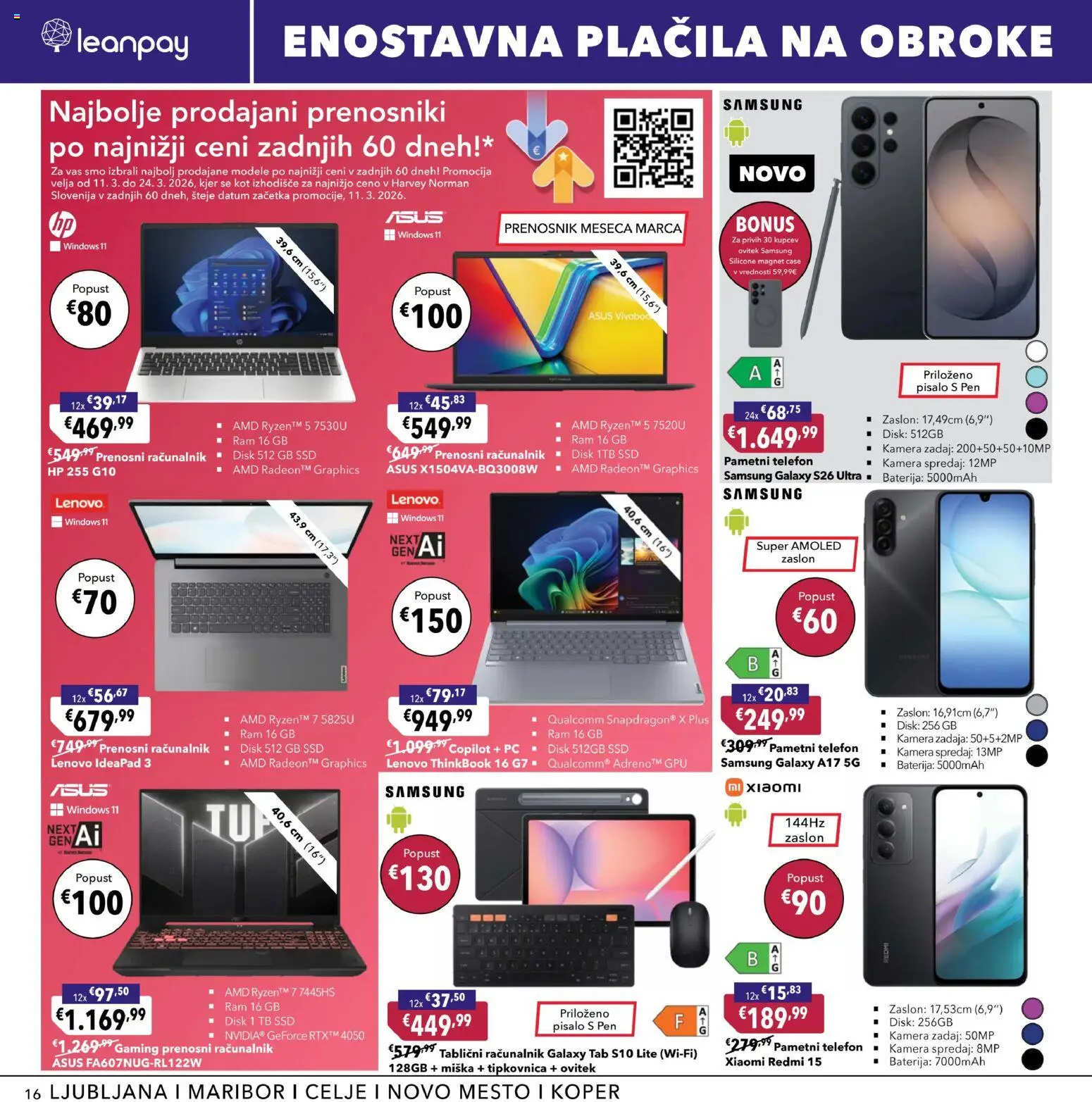 Novi Harvey Norman katalog ponudbe – veljaven od 11.03.2026 | Stran: 16 | Izdelki: Baterija, Racunalnik, Tipkovnica, Disk