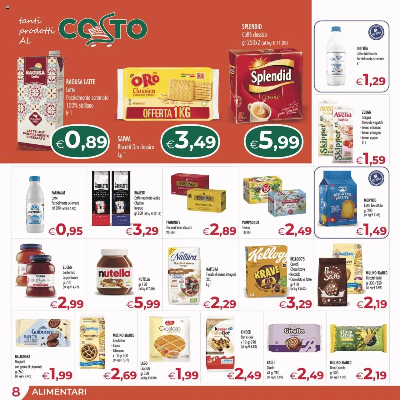 Volantino MerSi Supermercati del 08.10.2025 | Pagina: 8 | Prodotti: Caffè, Cioccolato, Biscotti, Latte