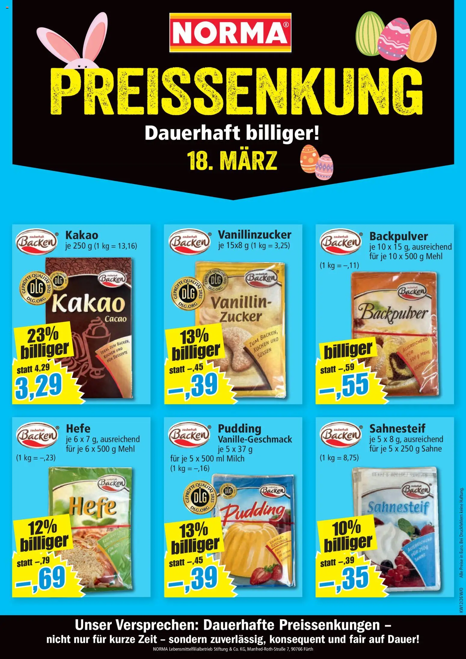 Norma Prospekt 	 – gültig ab 30.03.2026 | Seite: 2 | Produkte: Mehl, Milch, Pudding, Sahne