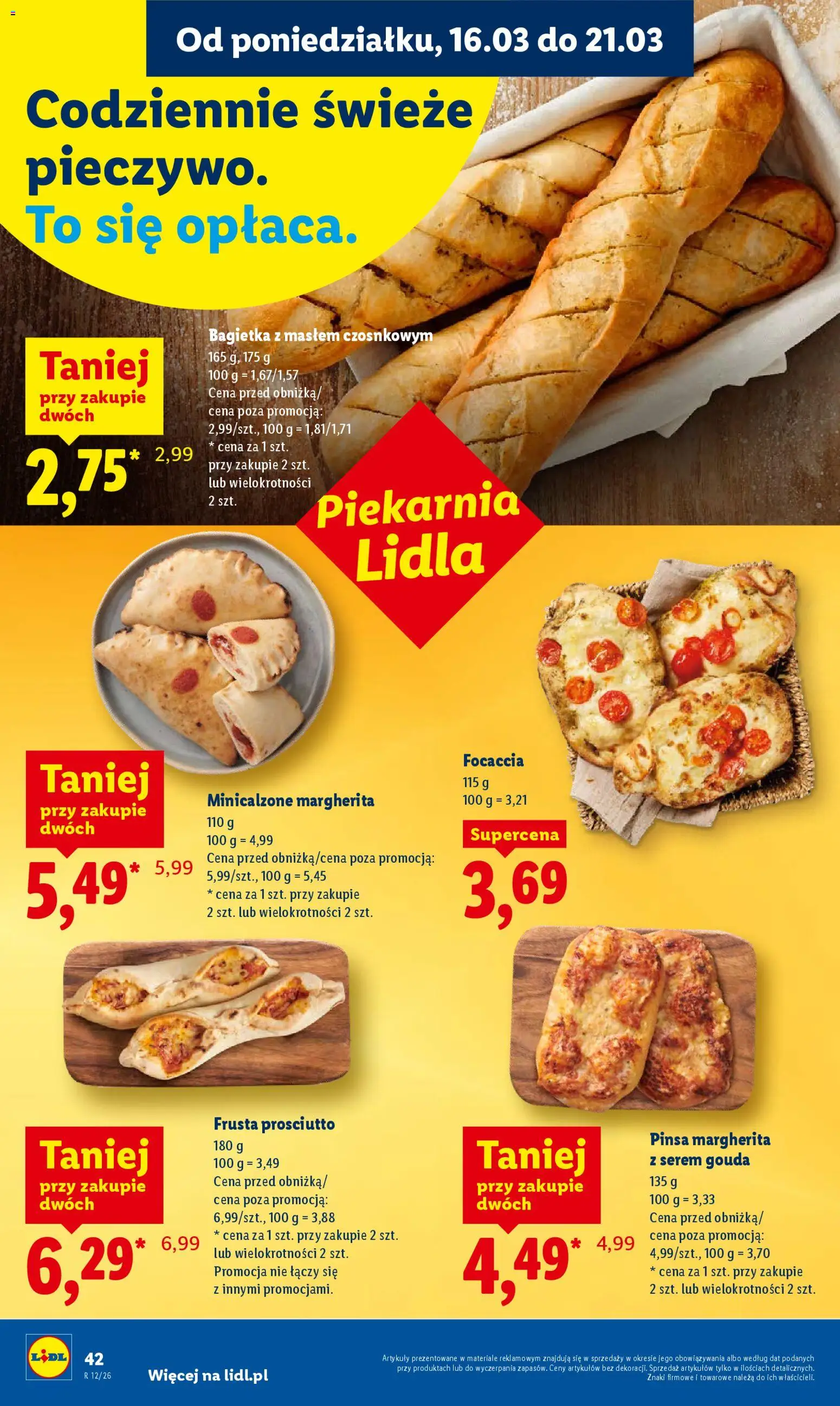 Lidl Polsko leták od 16.03.2026 | Strana: 44 | Produkty: Gouda, Prosciutto, Focaccia, Pinsa