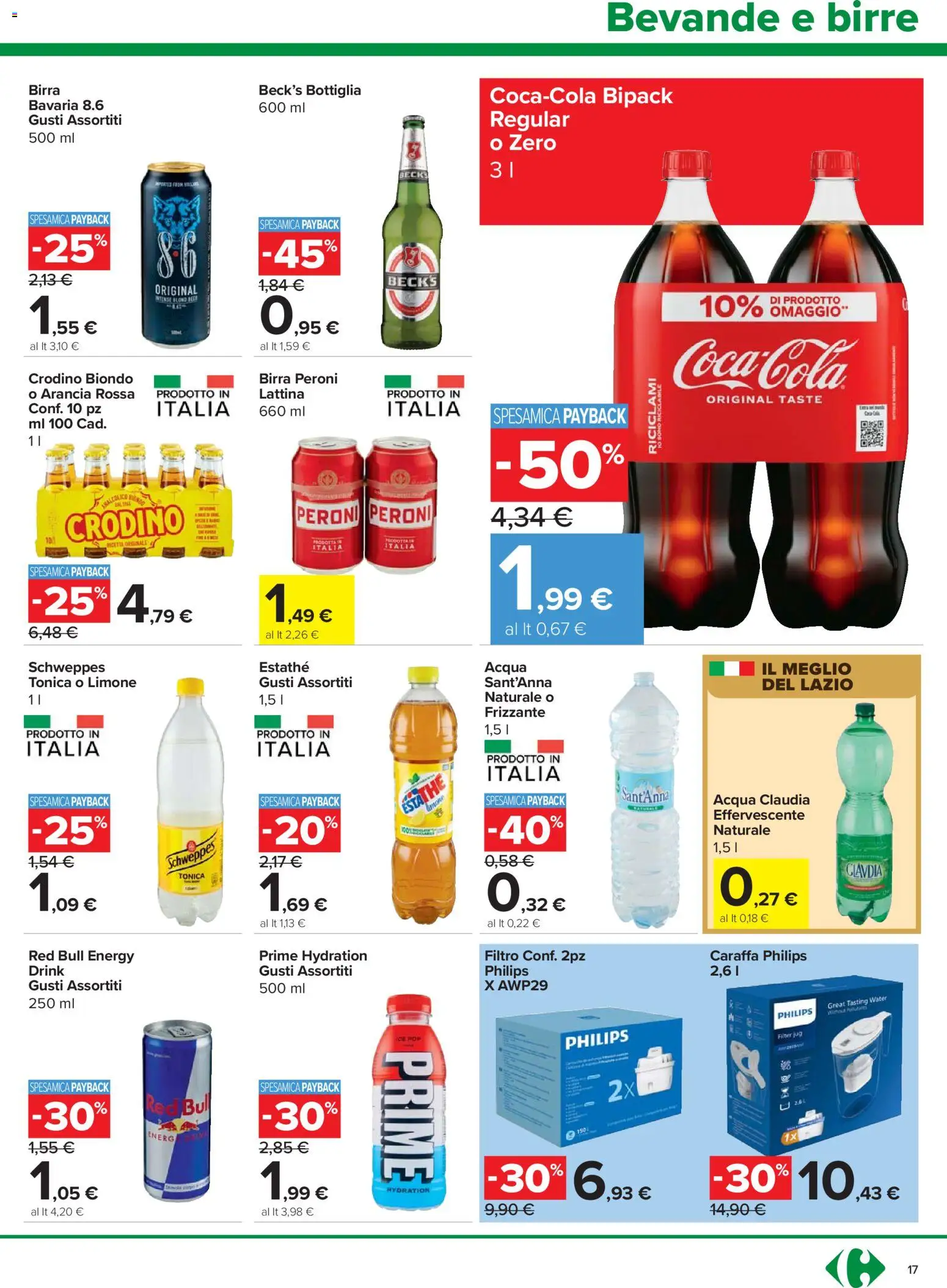 Volantino Carrefour del 24.03.2026 | Pagina: 17 | Prodotti: Caraffa, Acqua, Arancia, Red Bull