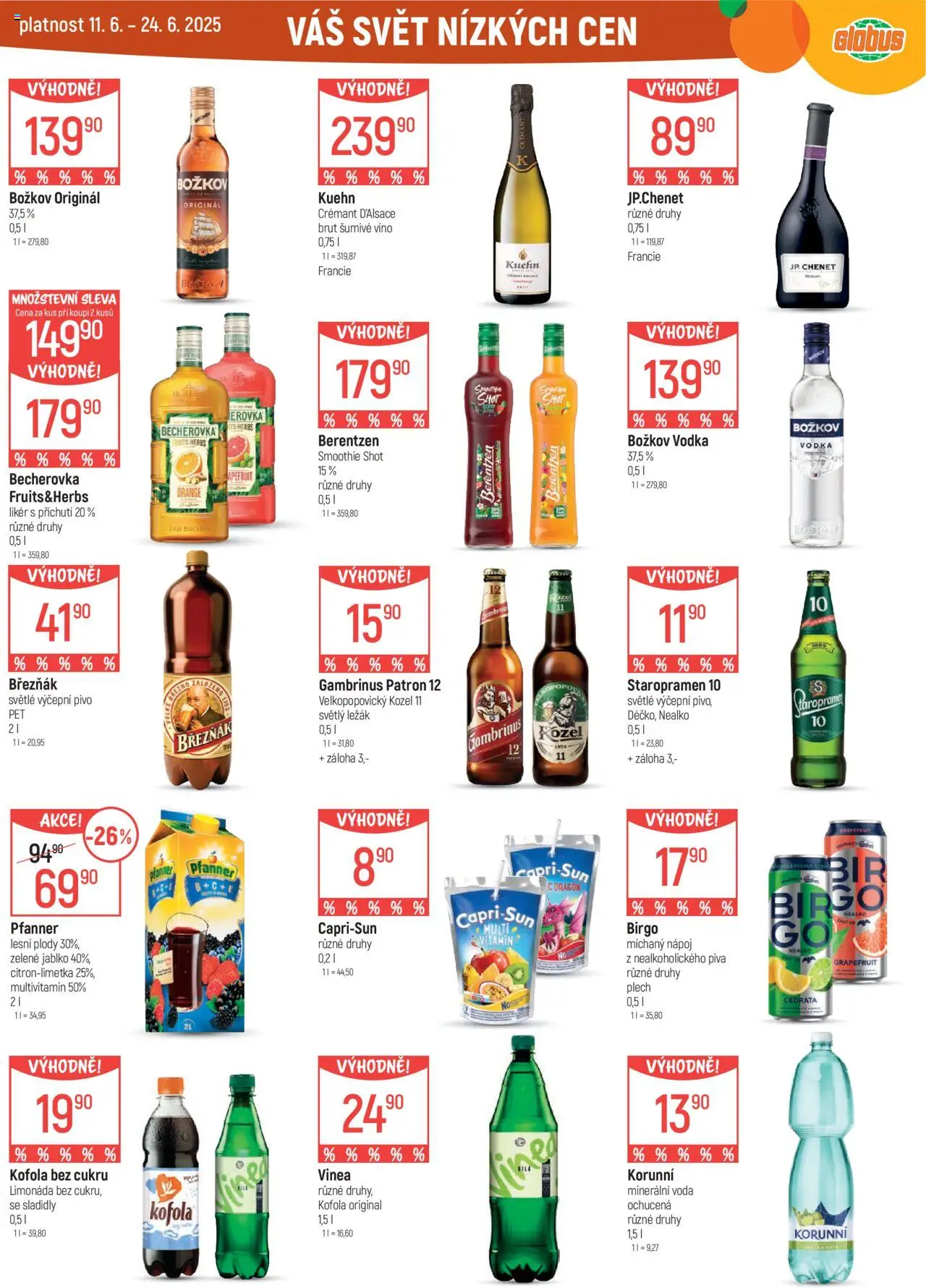 Globus leták - České Budějovice od 11.06.2025 | Strana: 34 | Produkty: Staropramen 10, Pivo, Březňák, Velkopopovický Kozel 11