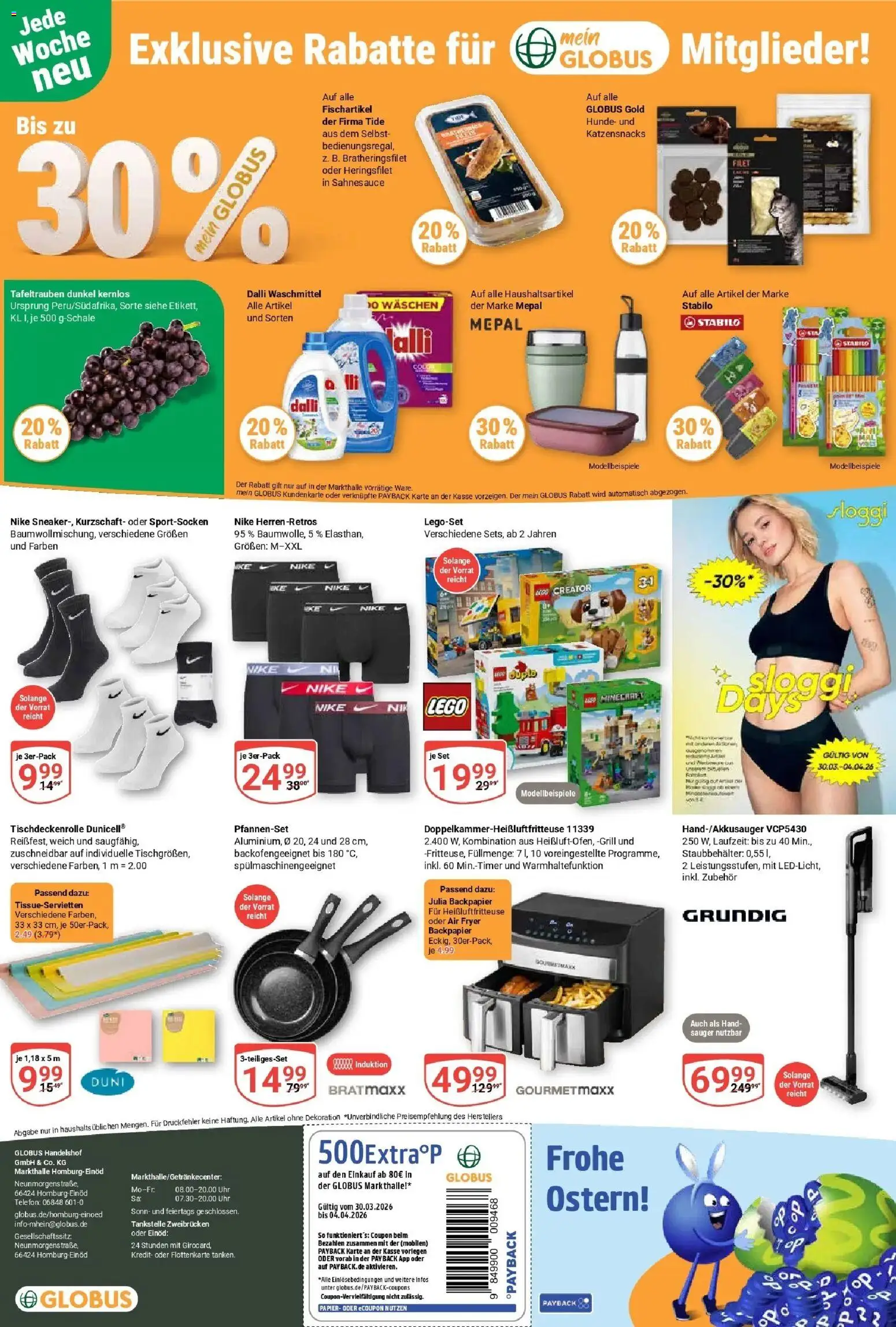 Globus prospekt Homburg-Einöd	 – gültig ab 30.03.2026 | Seite: 36 | Produkte: Grill, Heißluftfritteuse, Telefon, Uhr