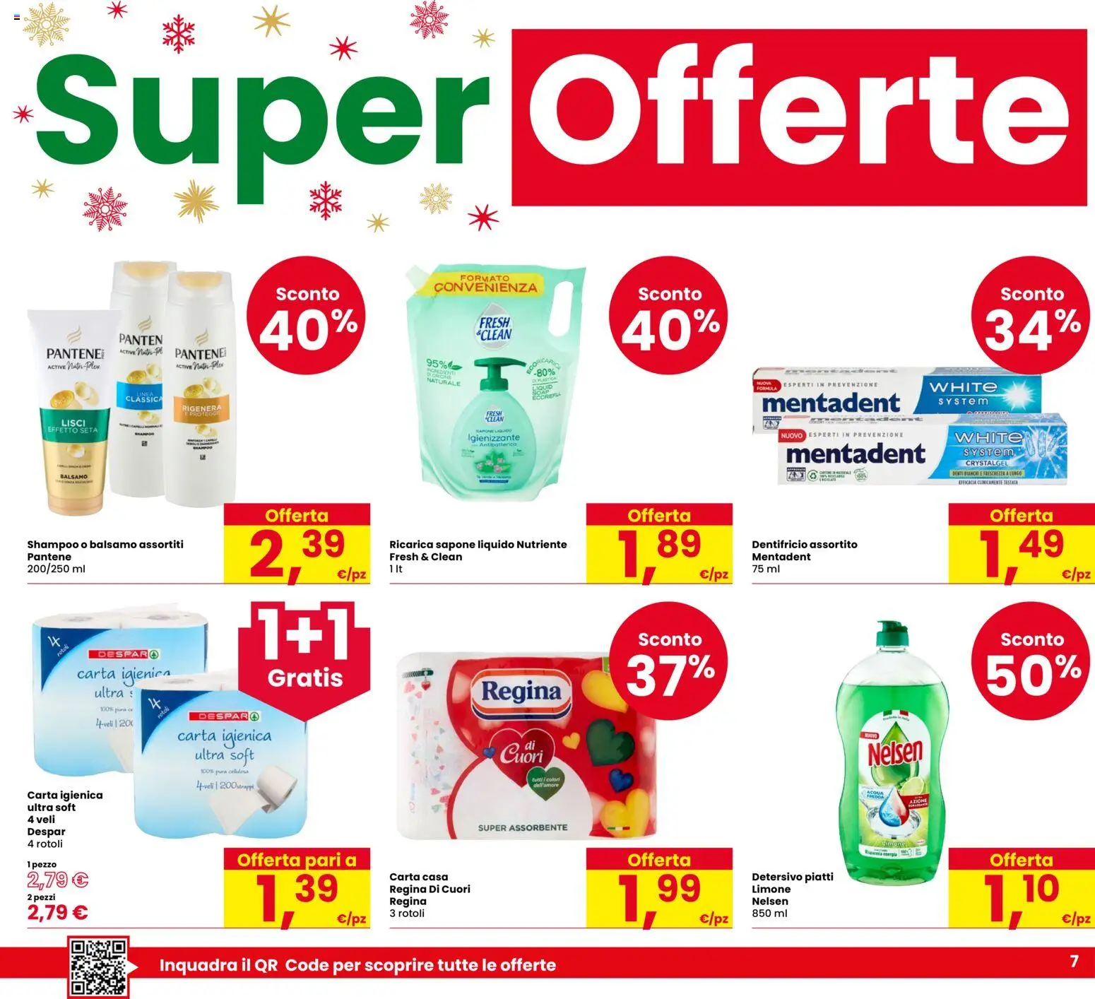 Volantino Despar del 11.12.2025 | Pagina: 7 | Prodotti: Shampoo, Balsamo, Carta igienica, Dentifricio