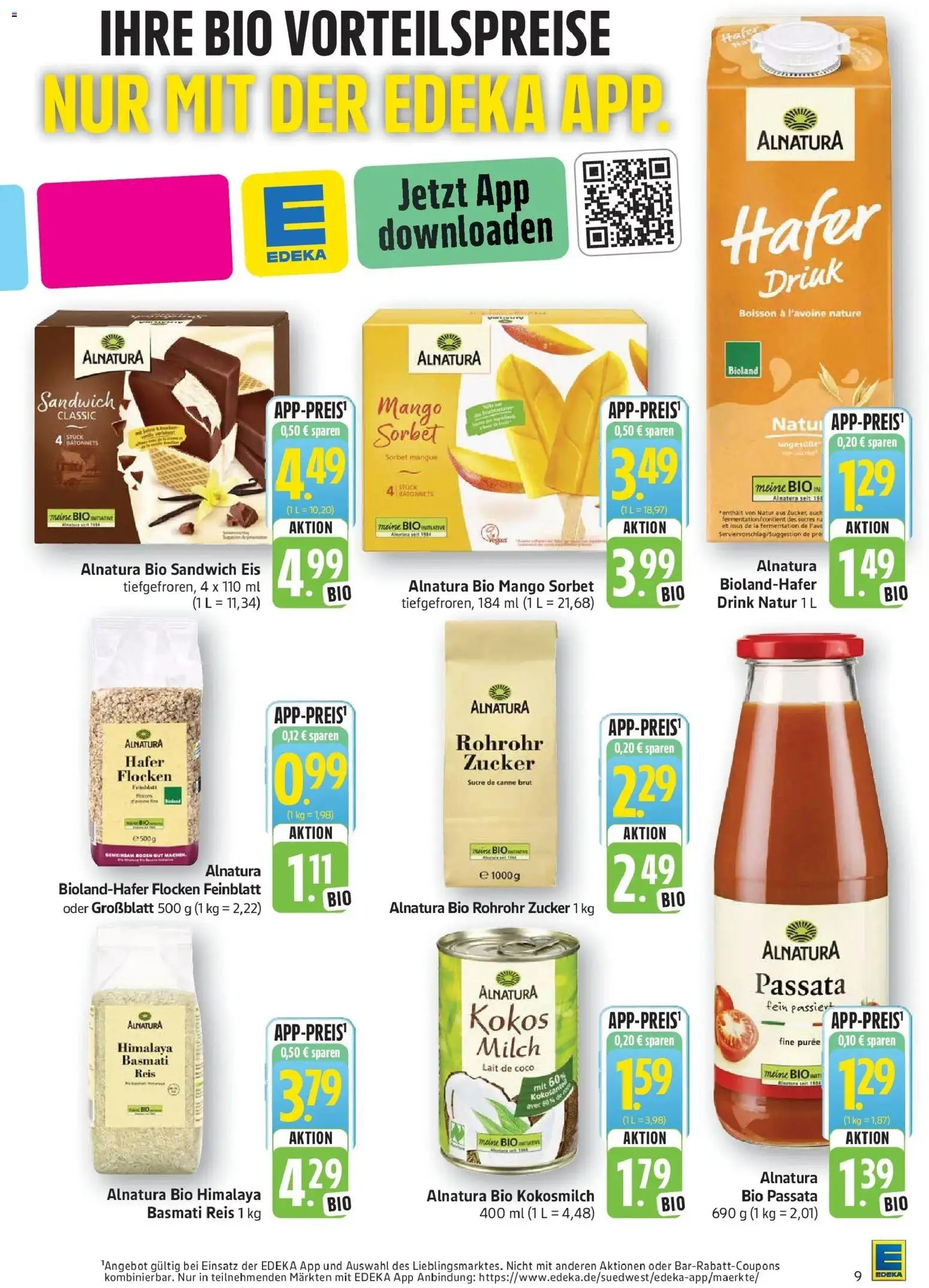 Edeka prospekt Geislingen	 – gültig ab 20.04.2026 | Seite: 9 | Produkte: Milch, Zucker, Mango, Flocken
