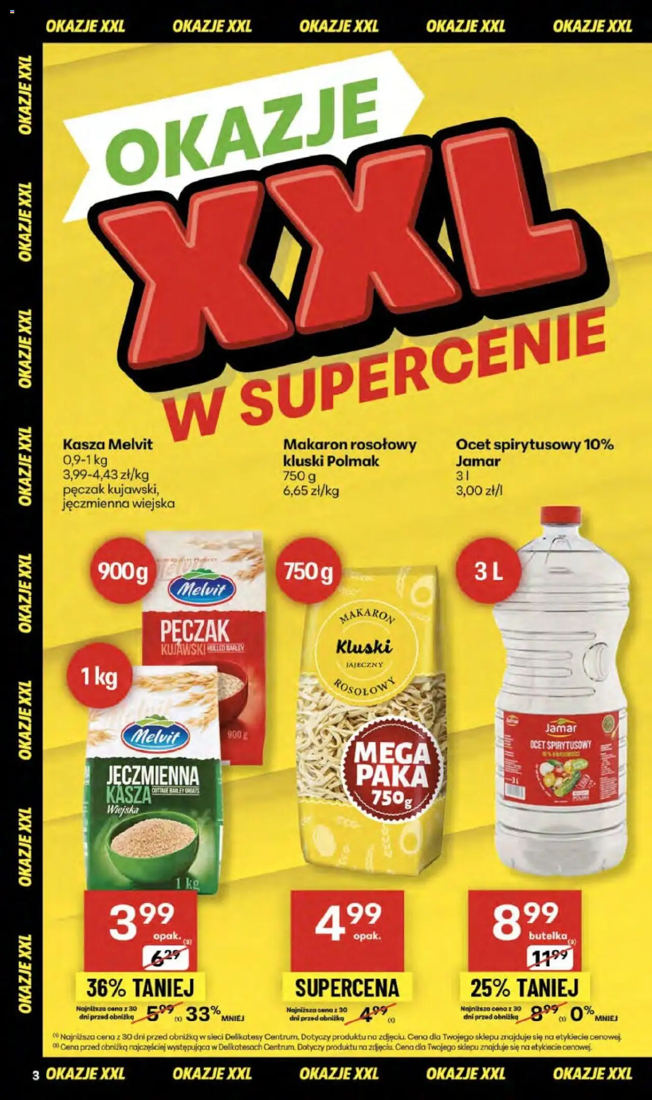 Delikatesy Centrum Gazetka od 09.10.2025 | Strona: 3 | Produkty: Ocet spirytusowy, Ocet, Kasza, Makaron