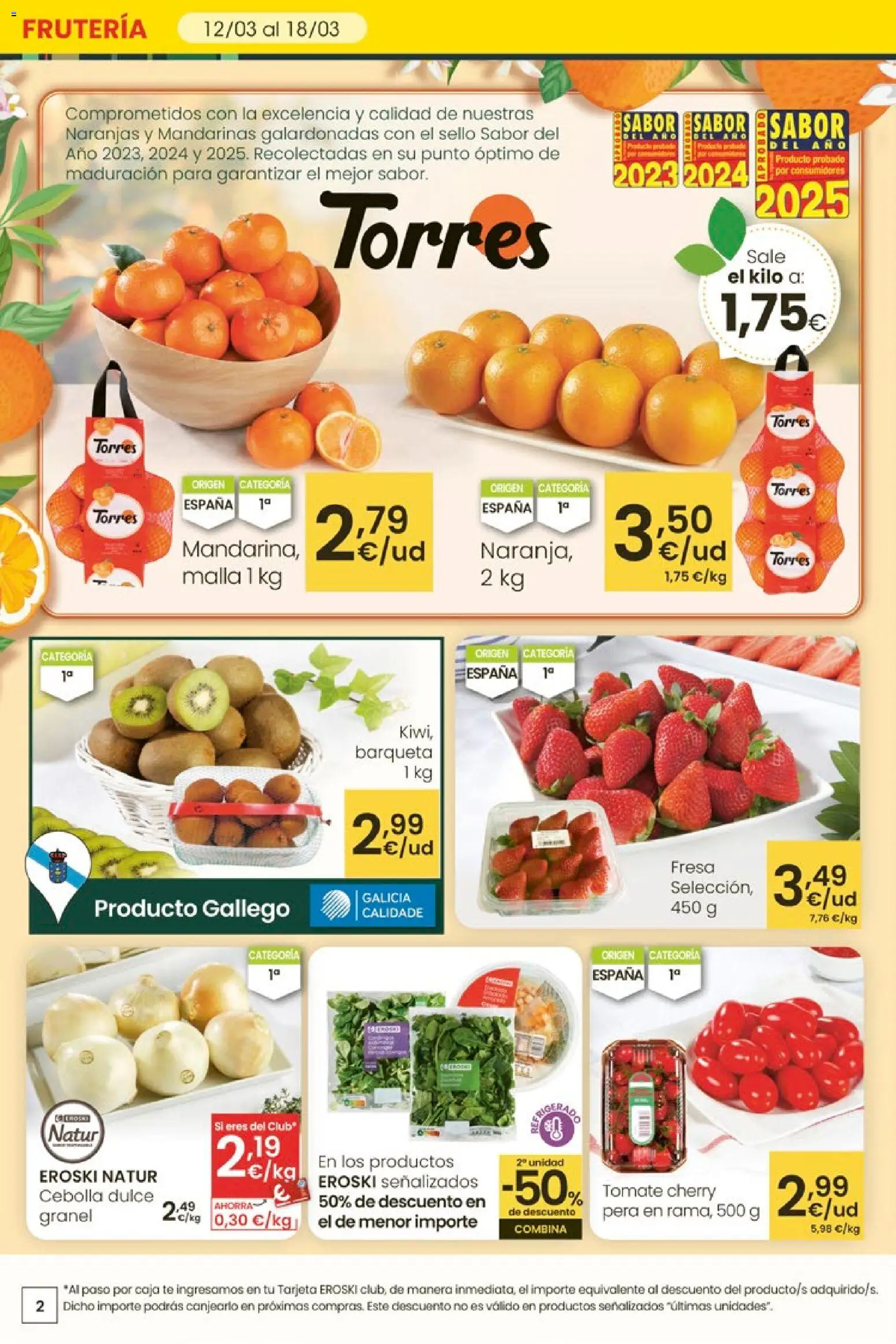 Eroski - Oferta │ válido desde el 12.03.2026 | Página: 2 | Productos: Mandarinas, Té, Παγωμένο τσάι, Caja