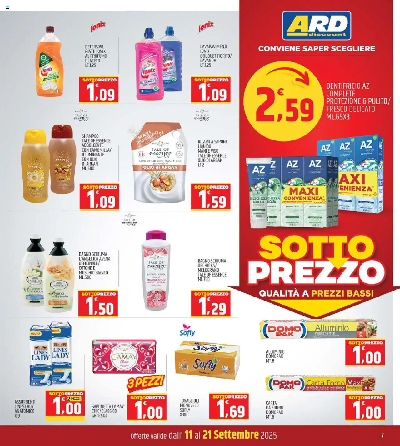 Volantino ARD Discount del 11.09.2025 | Pagina: 7 | Prodotti: Forno, Alluminio, Bagno, Profumo