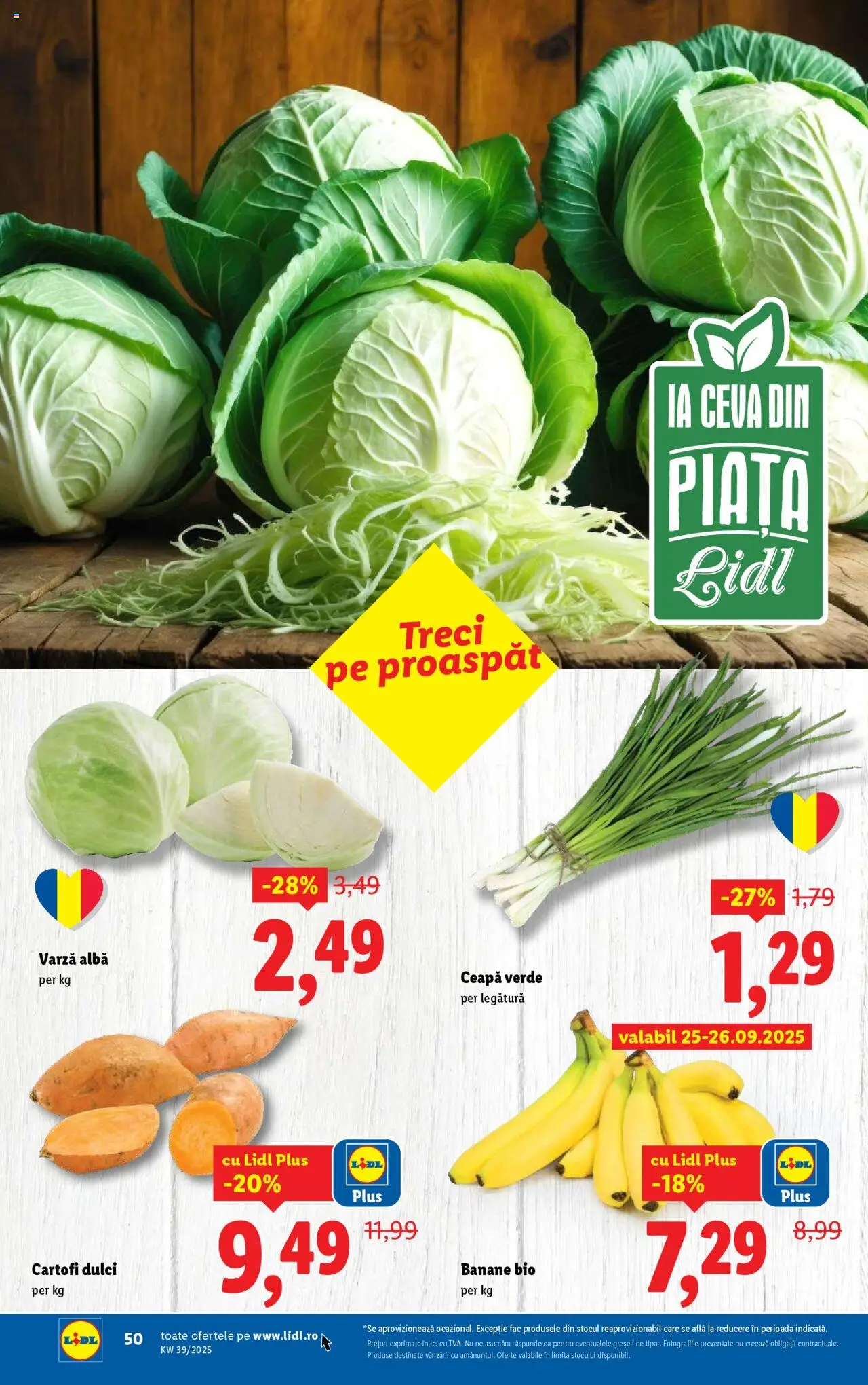 Noul catalog Lidl – valabil de la 22.09.2025 | Pagină: 50 | Produse: Şerit ödül, Taneli organik hardal, Banane, Ceapă