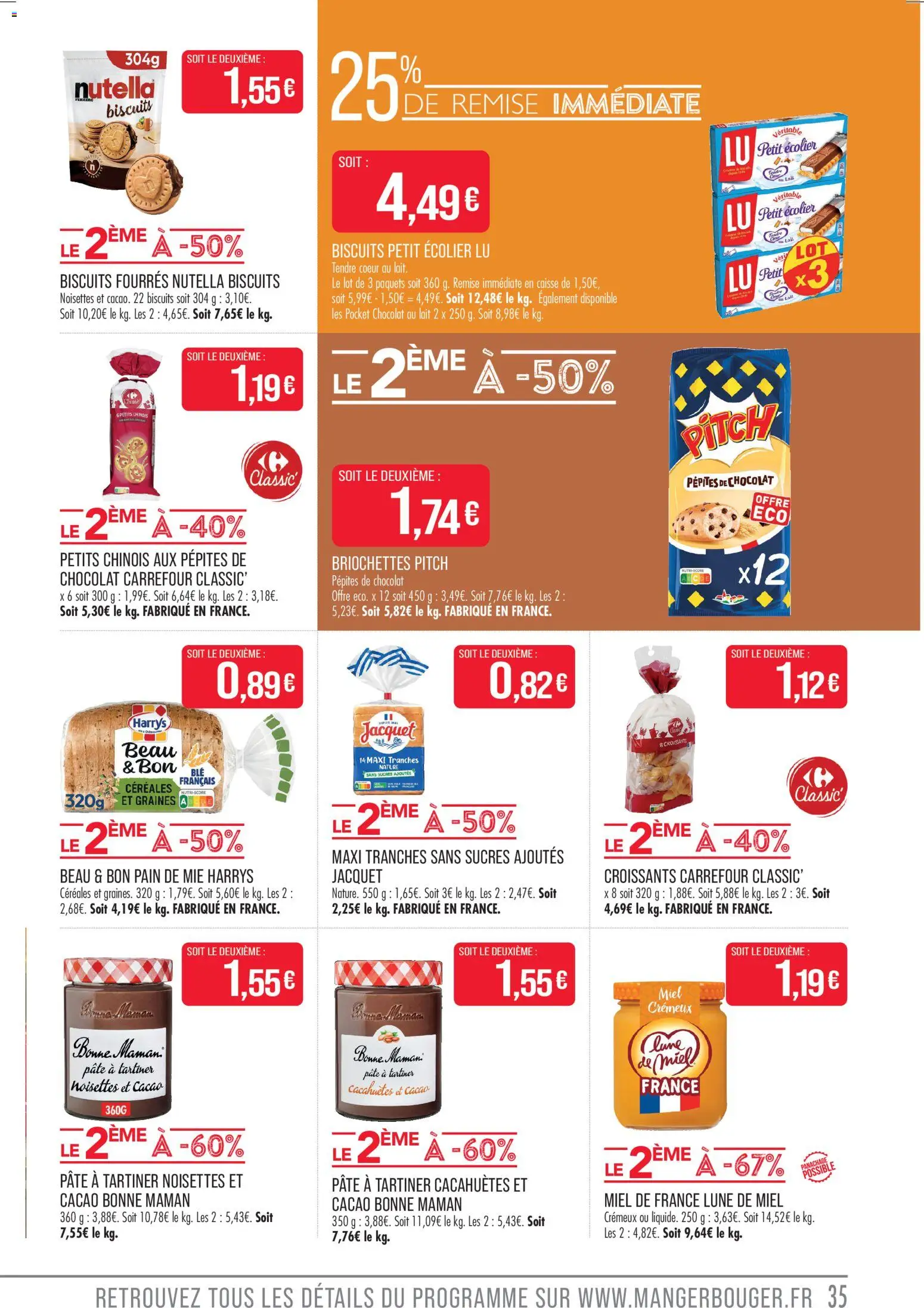 {H1} | Page: 35 | Produits: Pâte à tartiner, Pain de mie, Lait, Céréales