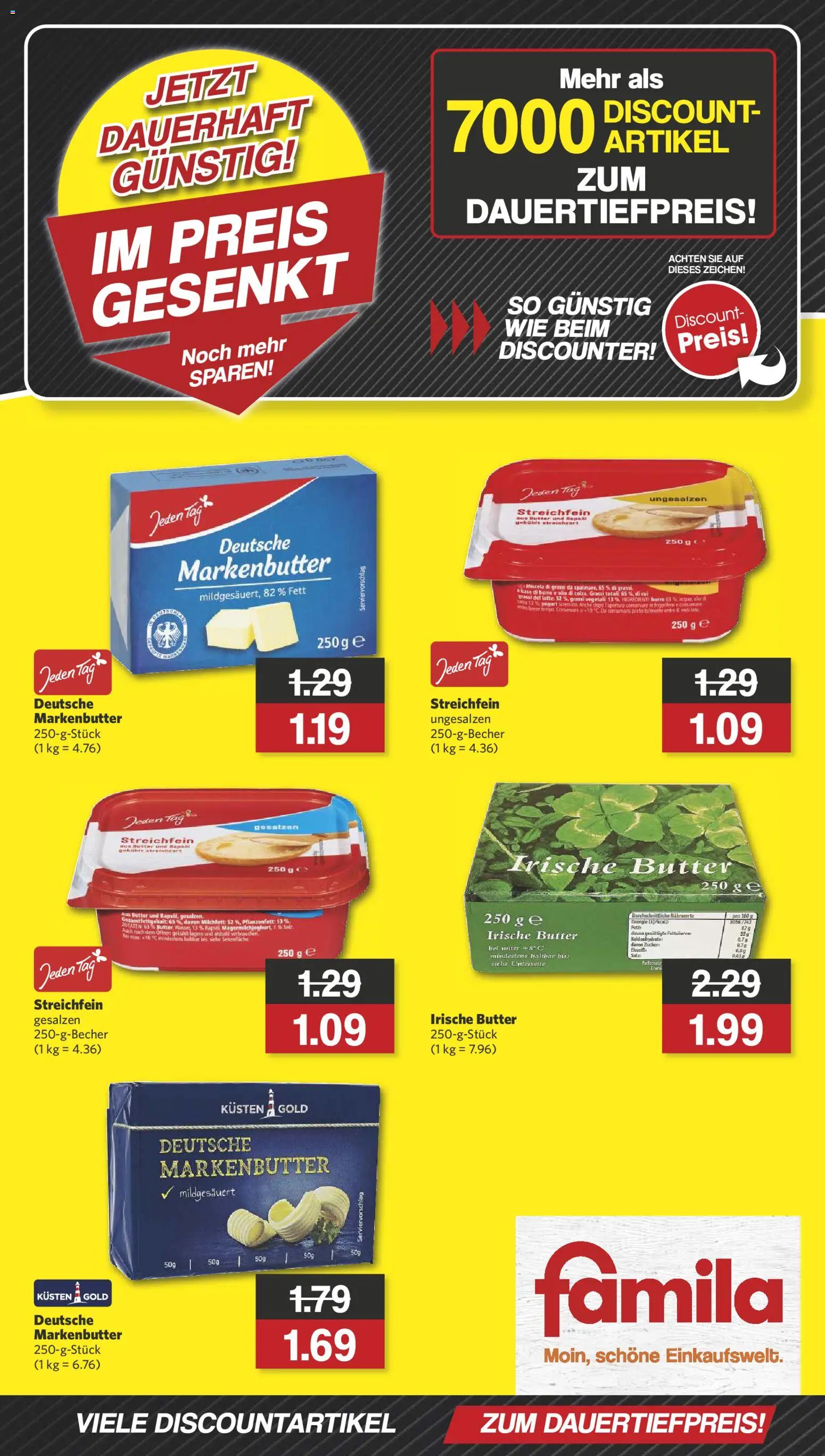 Famila Nordwest  Aktuelle Angebote – gültig ab 01.12.2025 | Seite: 1 | Produkte: Butter, Rapsöl, Tempo