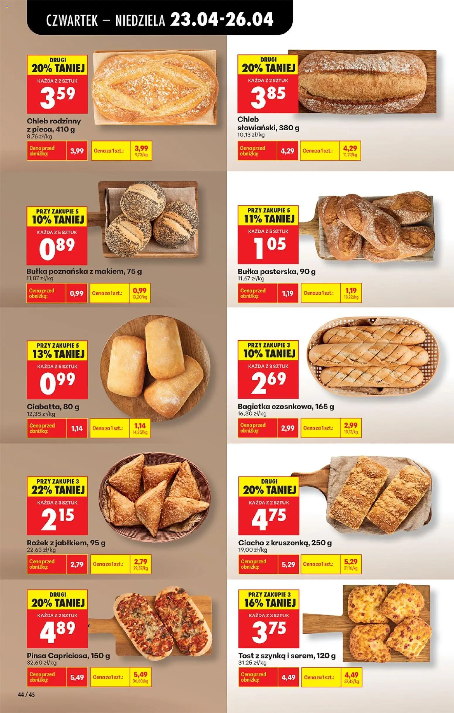 Biedronka gazetka od czwartku od 23.04.2026 | Strona: 62 | Produkty: Szynka, Bułka, Chleb, Bułka poznańska