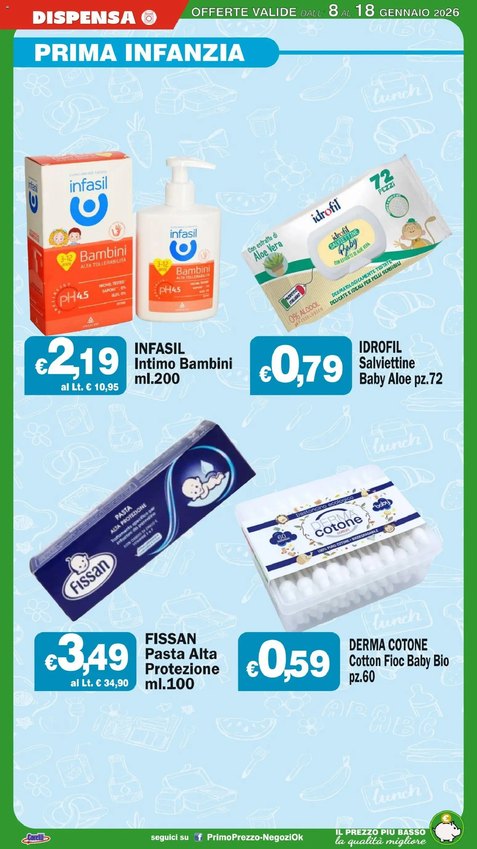 Volantino Primo Prezzo del 08.01.2026 | Pagina: 16 | Prodotti: Intimo, Pasta, Aloe vera