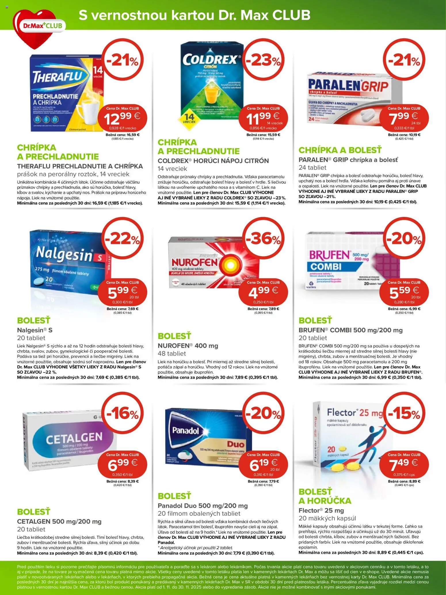Nové Dr. Max akcie – leták je platný od 01.11.2025 | Strana: 2 | Produkty: Theraflu, Soľ