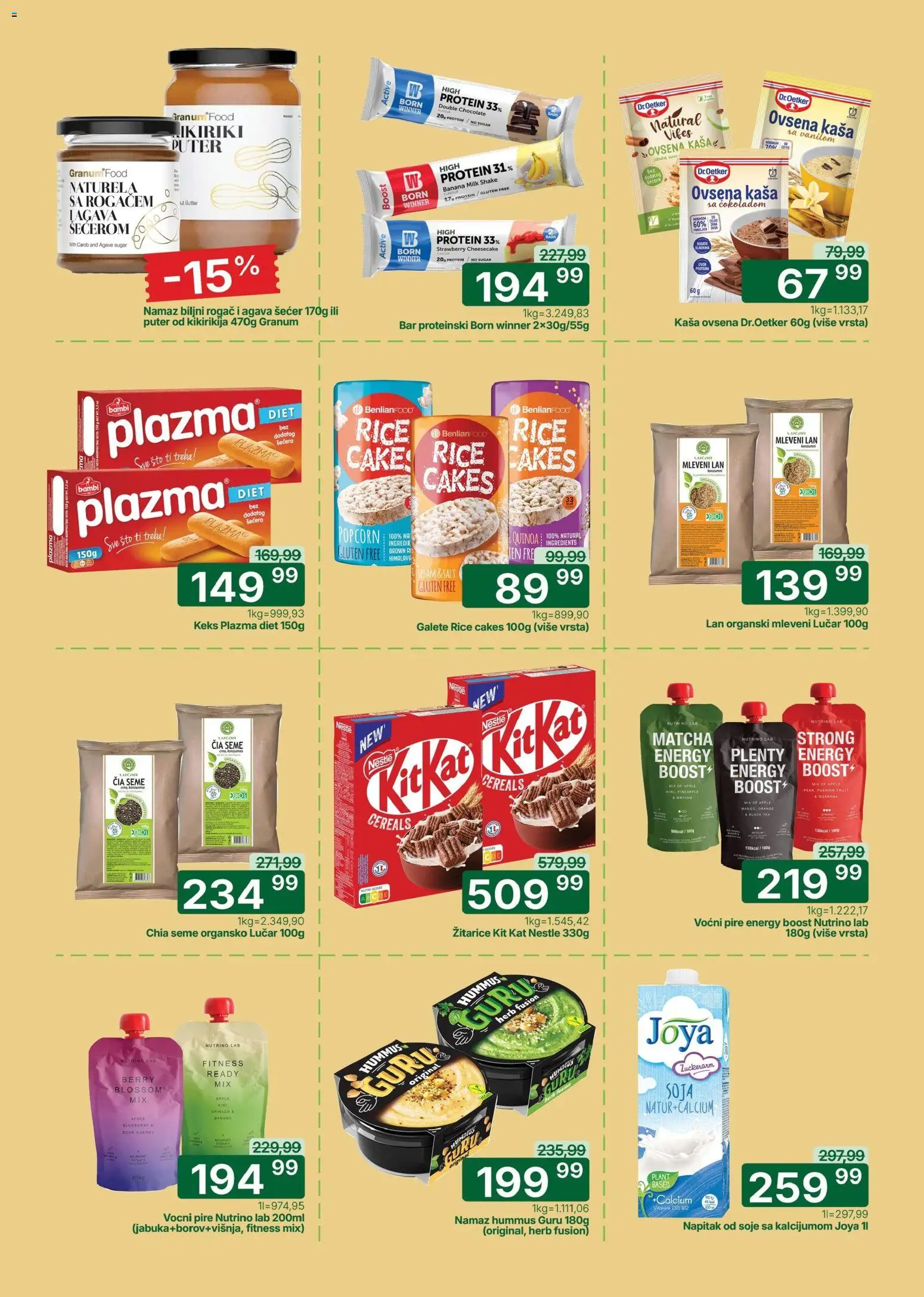 Univerexport katalog - važi od 16.03.2026 | Strana: 15 | Proizvode: Žitarice, Plazma, Hummus, Cheesecake