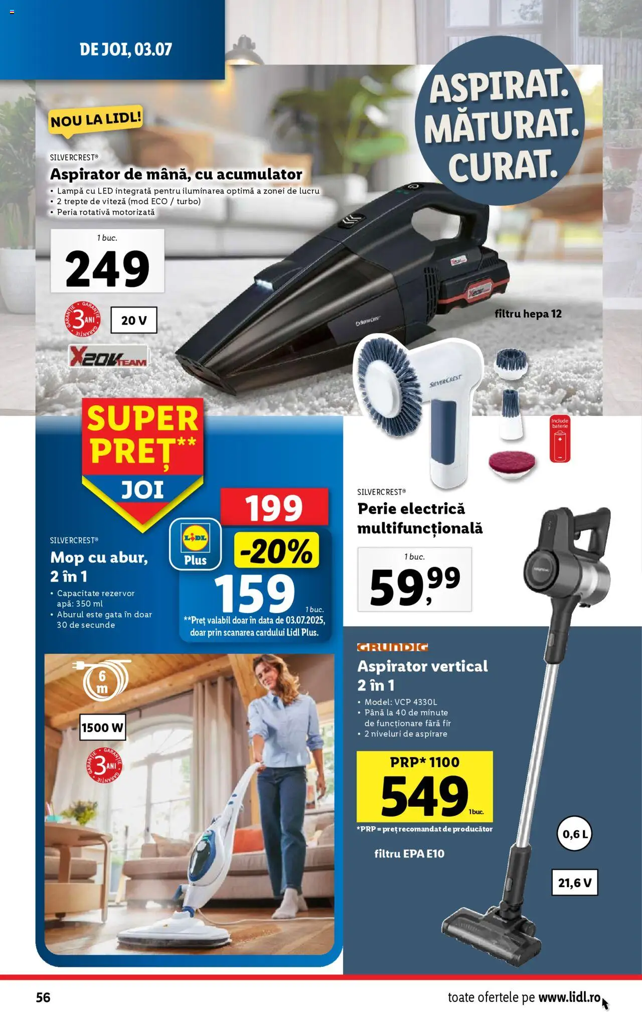 Catalog Lidl – valabil de la 30.06.2025 | Pagină: 56 | Produse: Aspirator, Mop, Perie, Apă