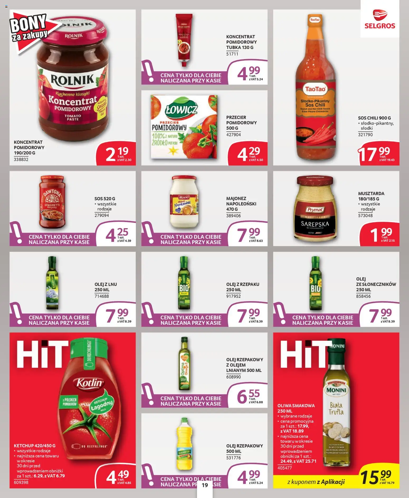Selgros cash&carry - Oferta dla profesjonalistów od 09.04.2026 | Strona: 19 | Produkty: Chili, Ketchup, Olej, Majonez