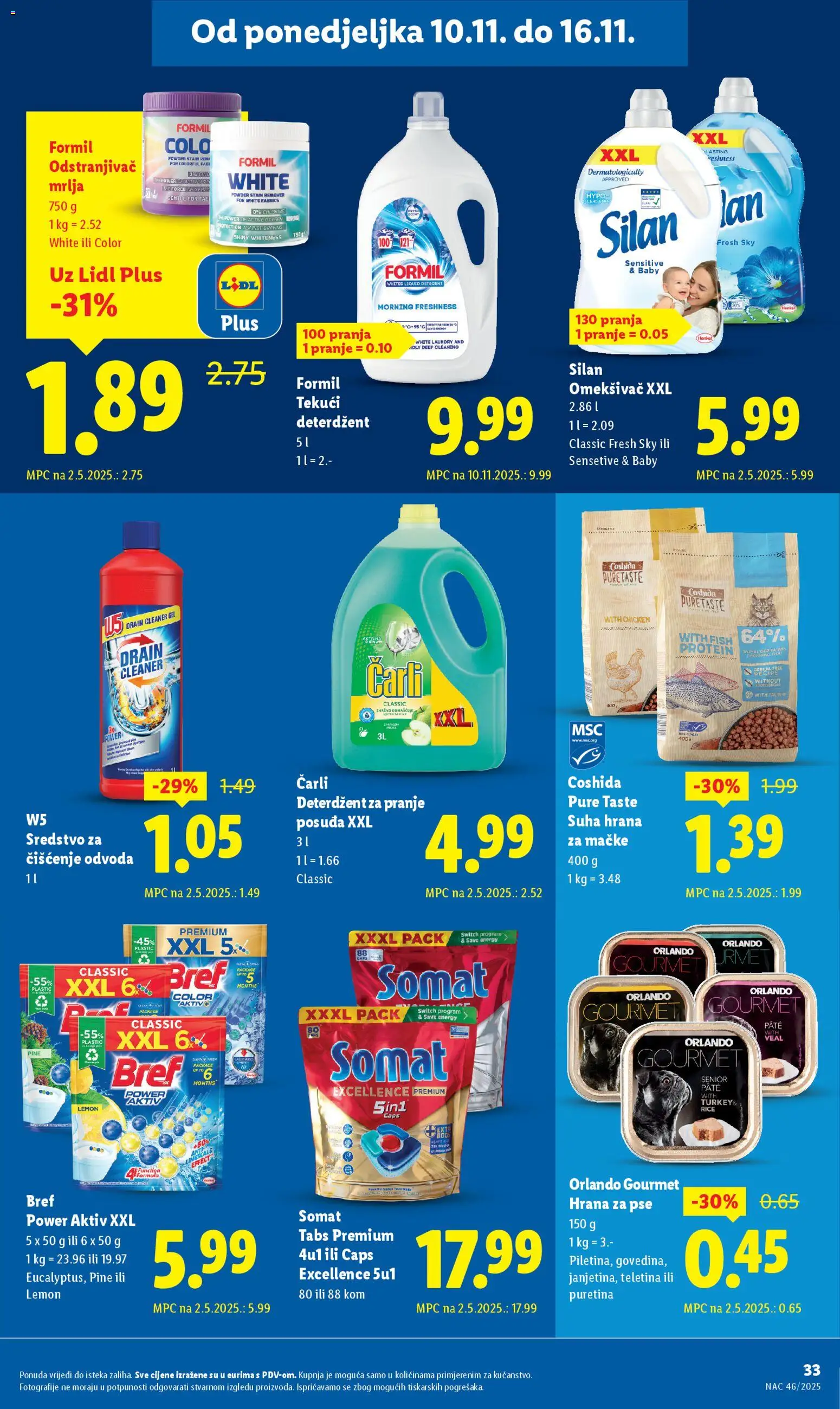 Lidl katalog | vrijedi od 10.11.2025 | Stranica: 33 | Proizvodi: Puretina, Teletina, Hrana za pse, Somat
