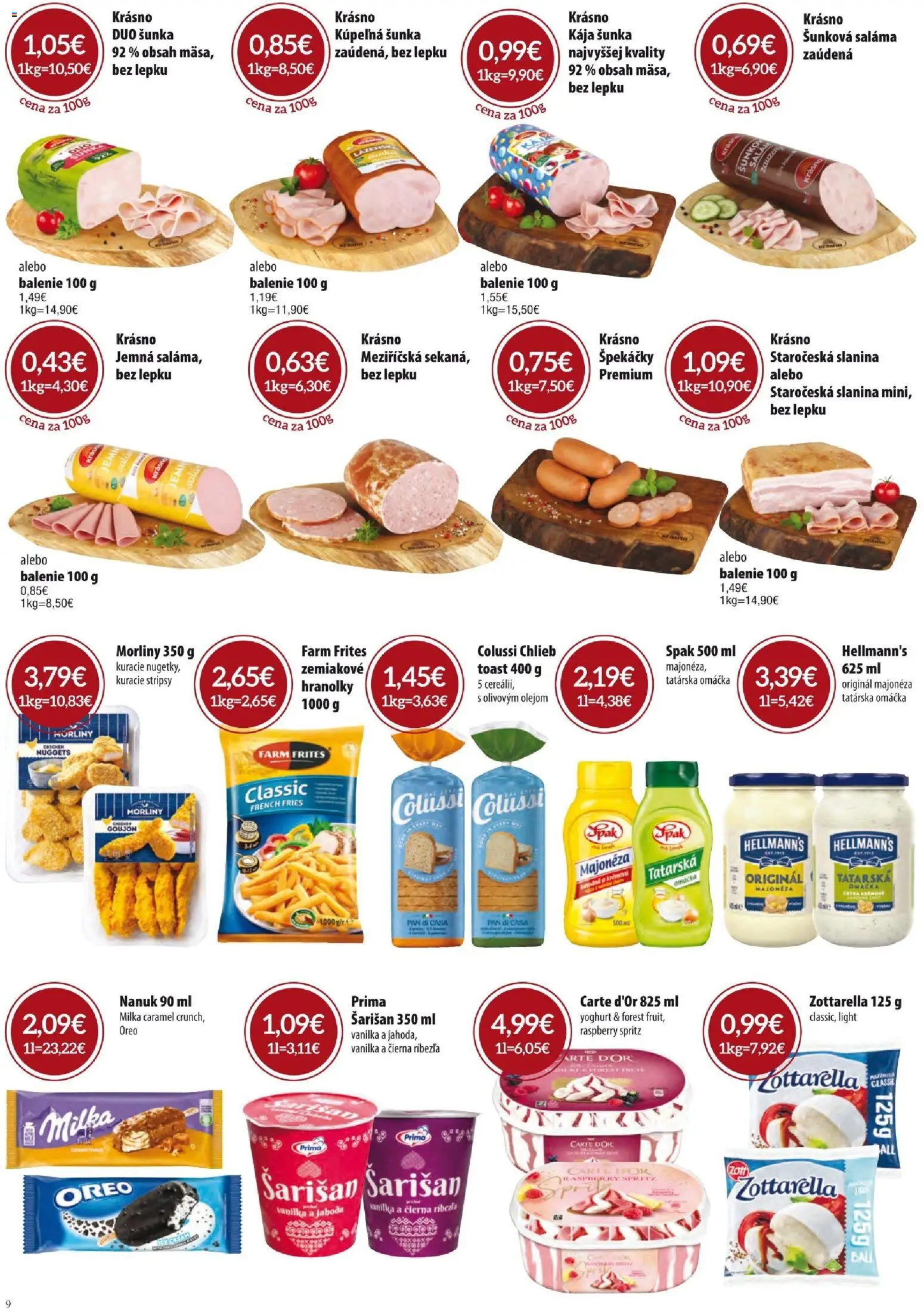 Nové KARMEN CBA akcie – leták je platný od 01.04.2026 | Strana: 9 | Produkty: Kúpelňa, Chlieb, Milka, Omáčka