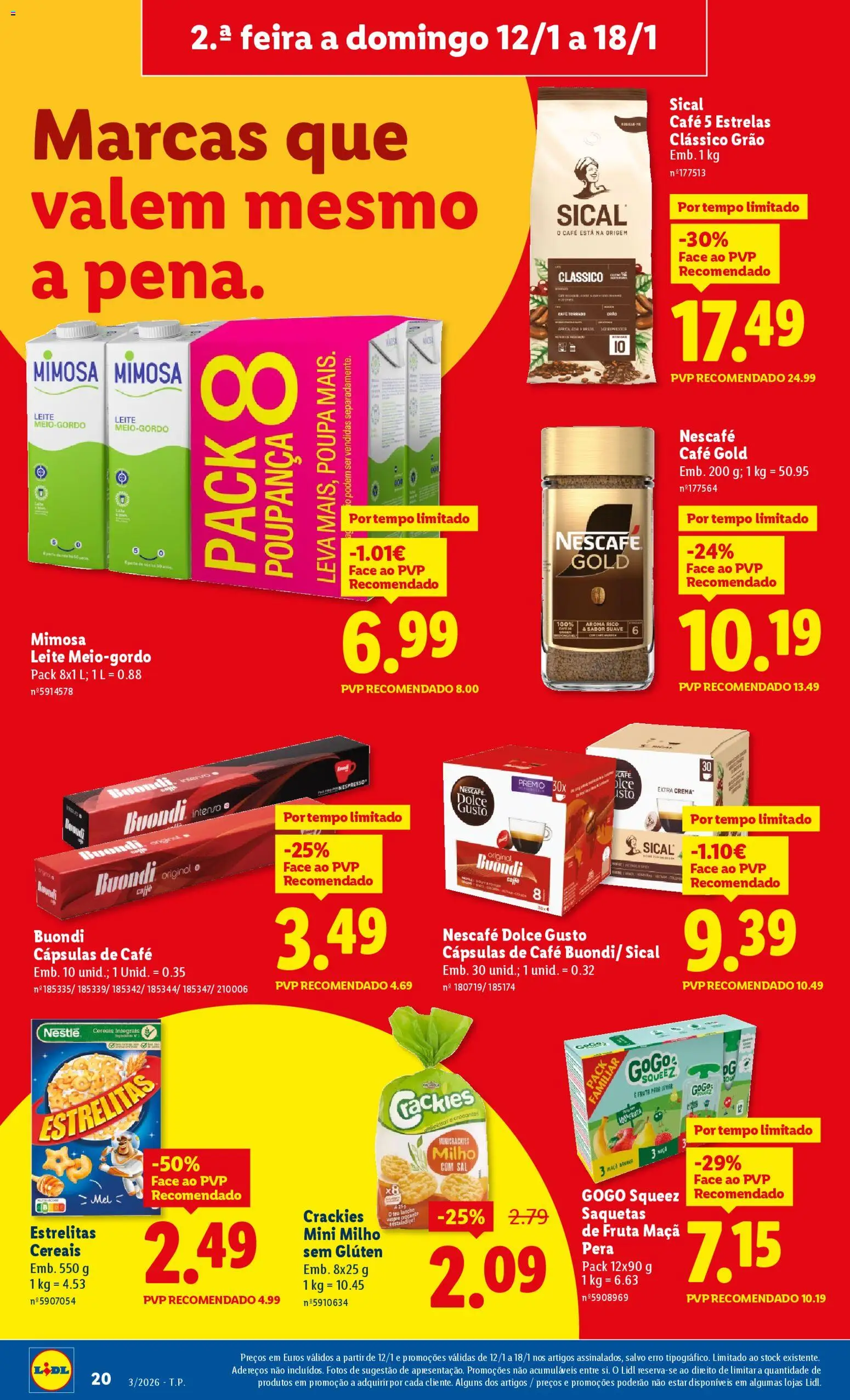 Lidl folheto │ válido de 12.01.2026 | Página: 20 | Produtos: Sal, Nestlé, Dolce gusto, Cereais