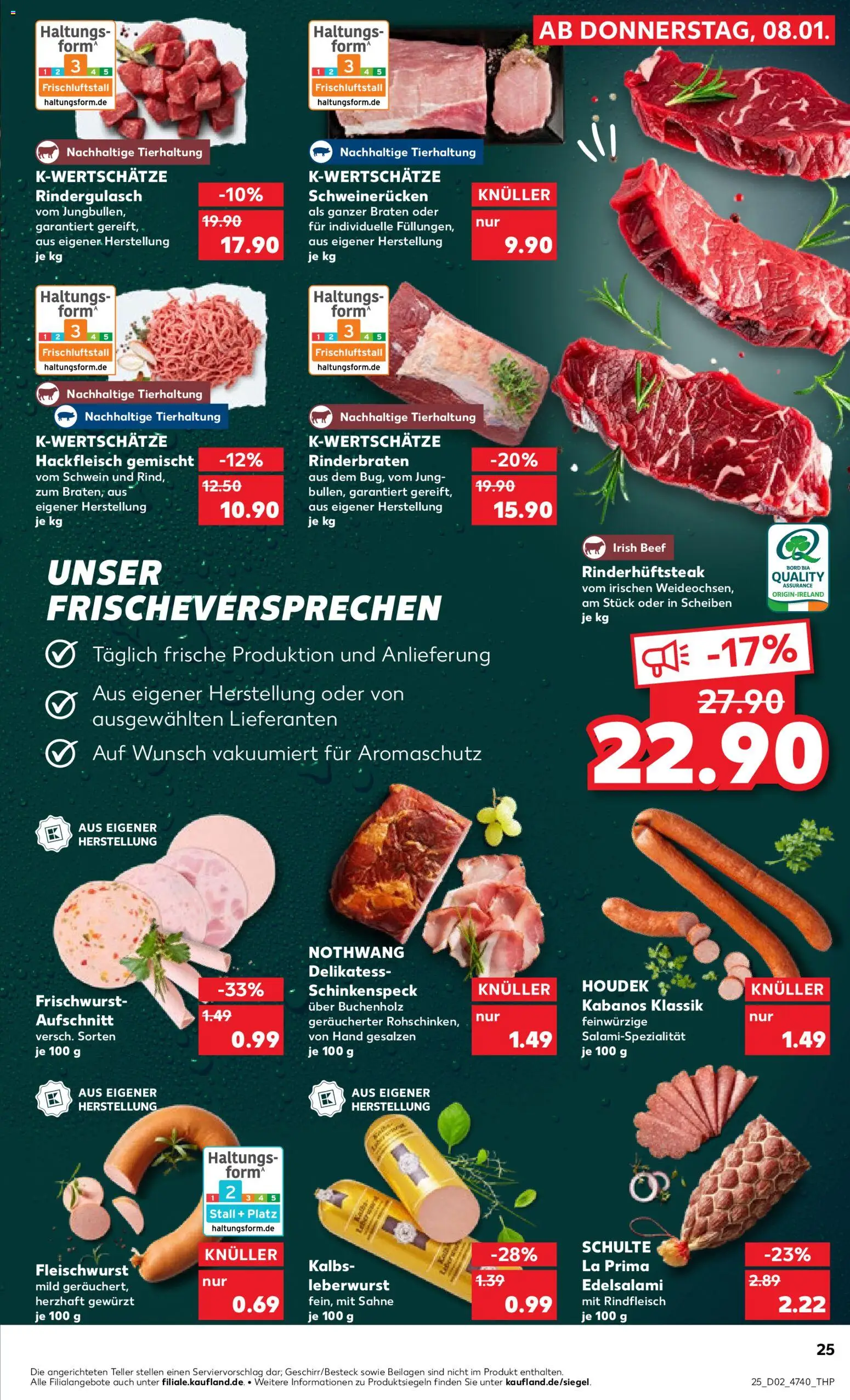 Kaufland prospekt Hannover	 – gültig ab 08.01.2026 | Seite: 25 | Produkte: Rinderbraten, Schweinerucken, Rindfleisch, Sahne