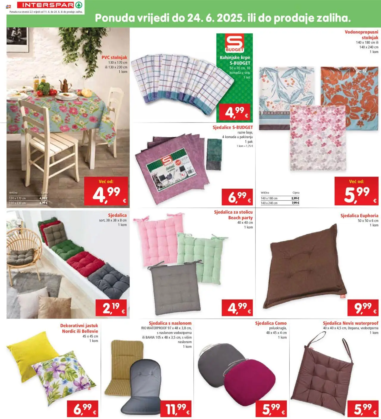 Interspar katalog | vrijedi od 11.06.2025 | Stranica: 22 | Proizvodi: Jastuk, Kuhinjske krpe, Stolnjak