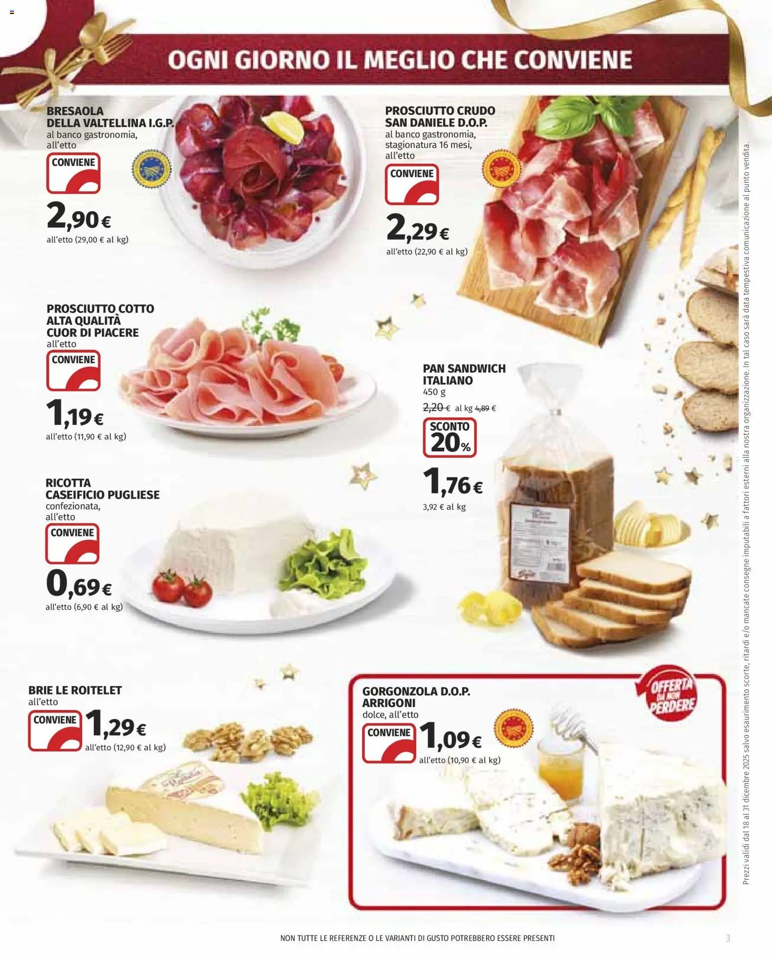 Volantino COOP del 18.12.2025 | Pagina: 3 | Prodotti: Prosciutto Crudo, Bresaola, Data, Gorgonzola