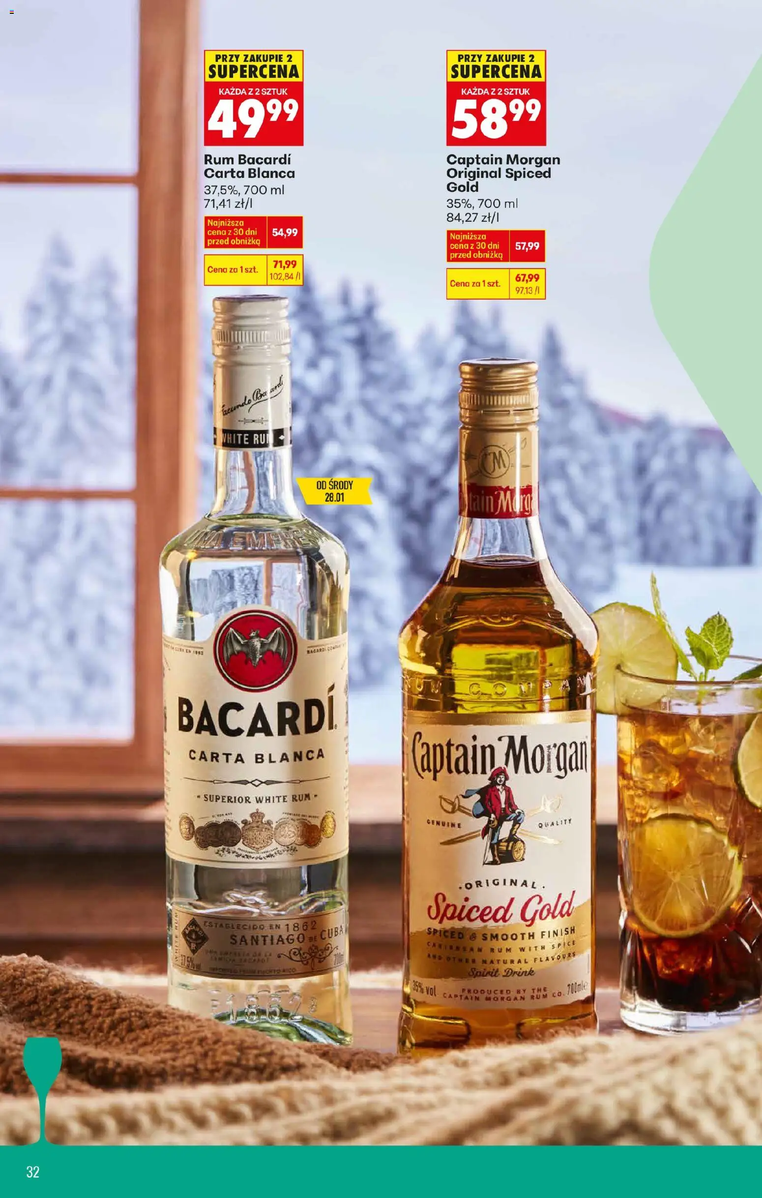 Biedronka gazetka - Czas na toast od 26.01.2026 | Strona: 32 | Produkty: Rum Bacardi, Captain Morgan, Rum, Finish