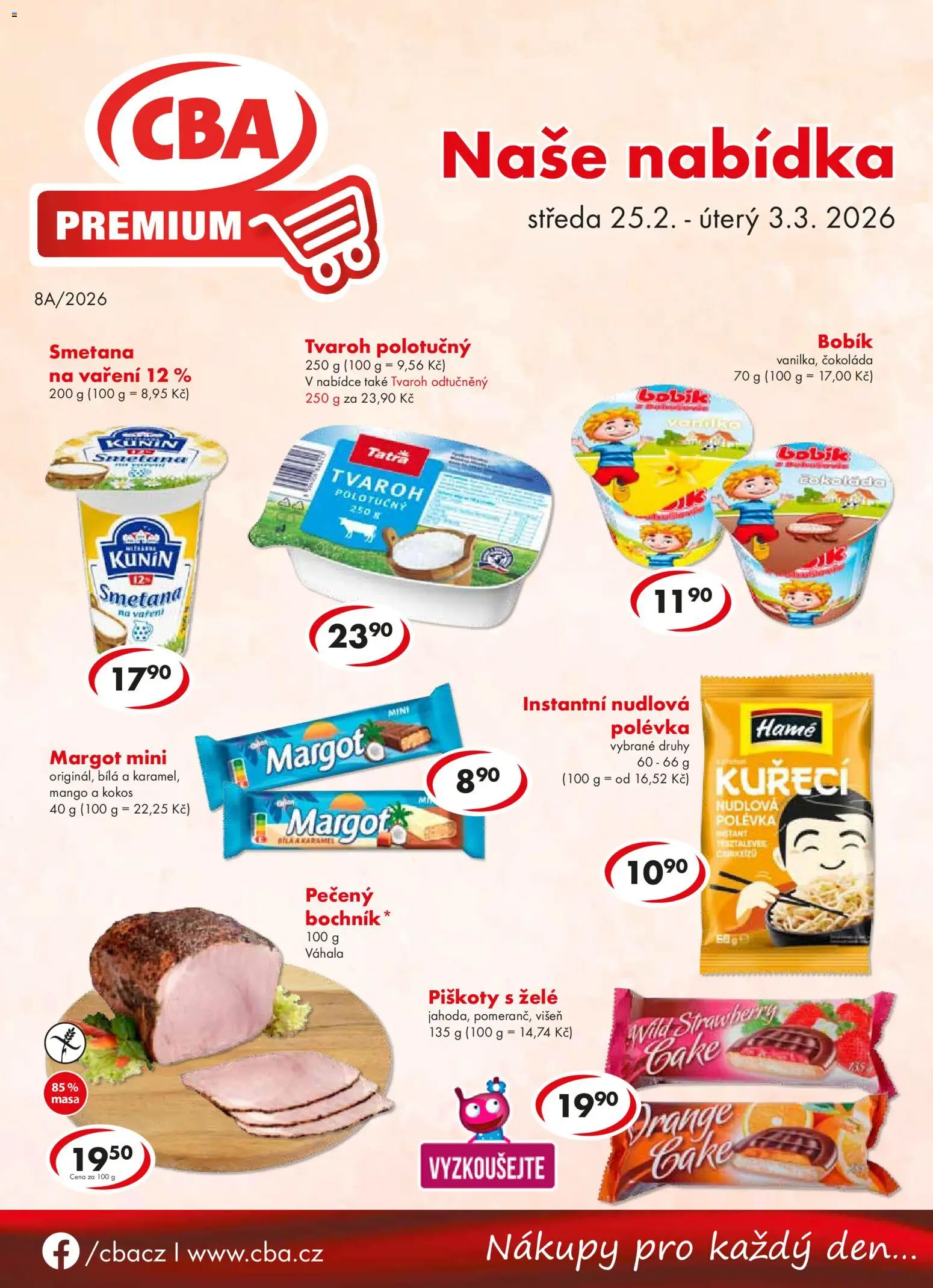 CBA leták - Premium od 25.02.2026 | Strana: 1 | Produkty: Mango, Čokoláda, Smetana, Tvaroh odtučněný