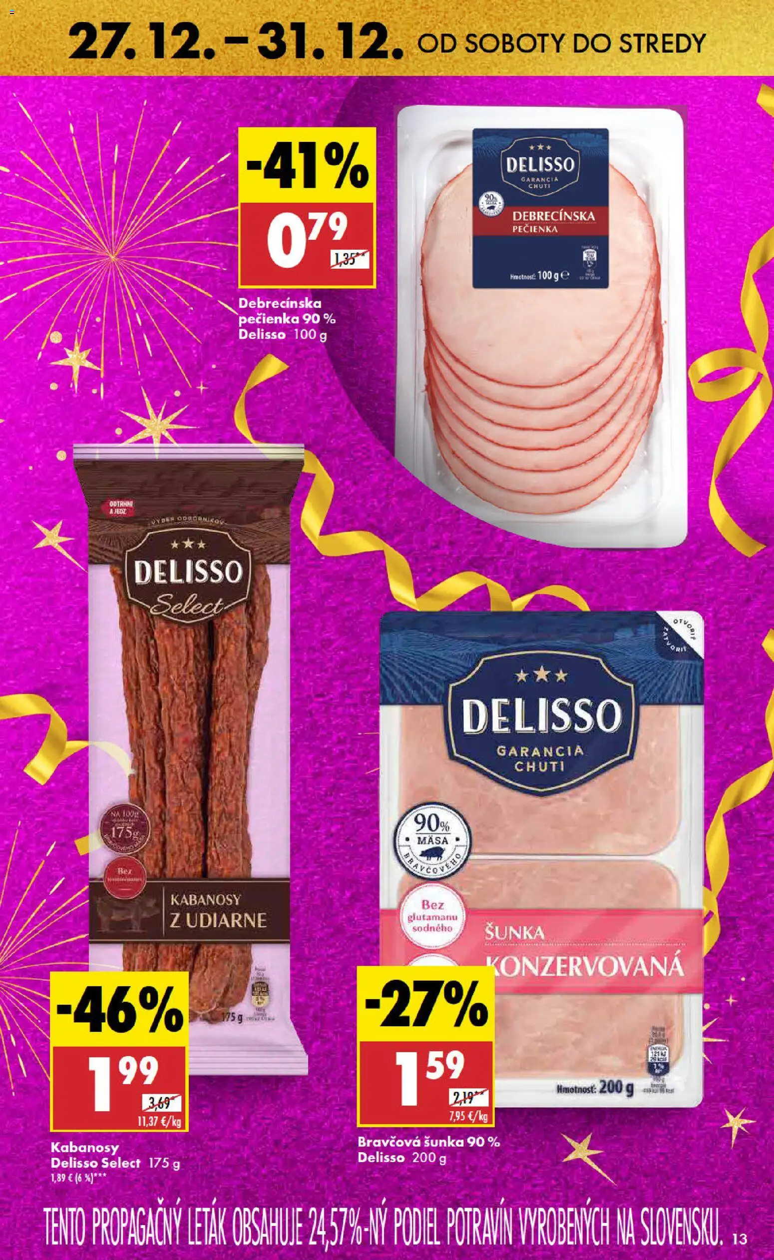 Nové Biedronka akcie – leták je platný od 27.12.2025 | Strana: 13 | Produkty: Šunka