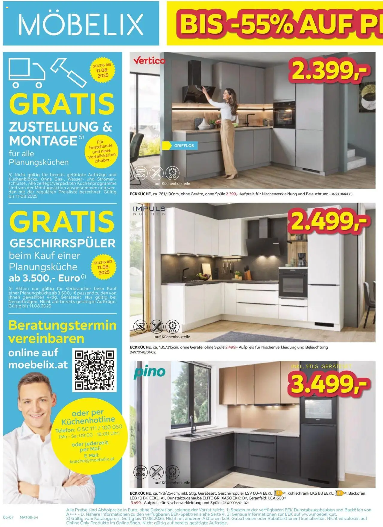 Möbelix Angebote gültig ab 05.08.2025 | Seite: 6 | Produkte: Wasser, Uhr, Kühlschrank, Geschirrspüler