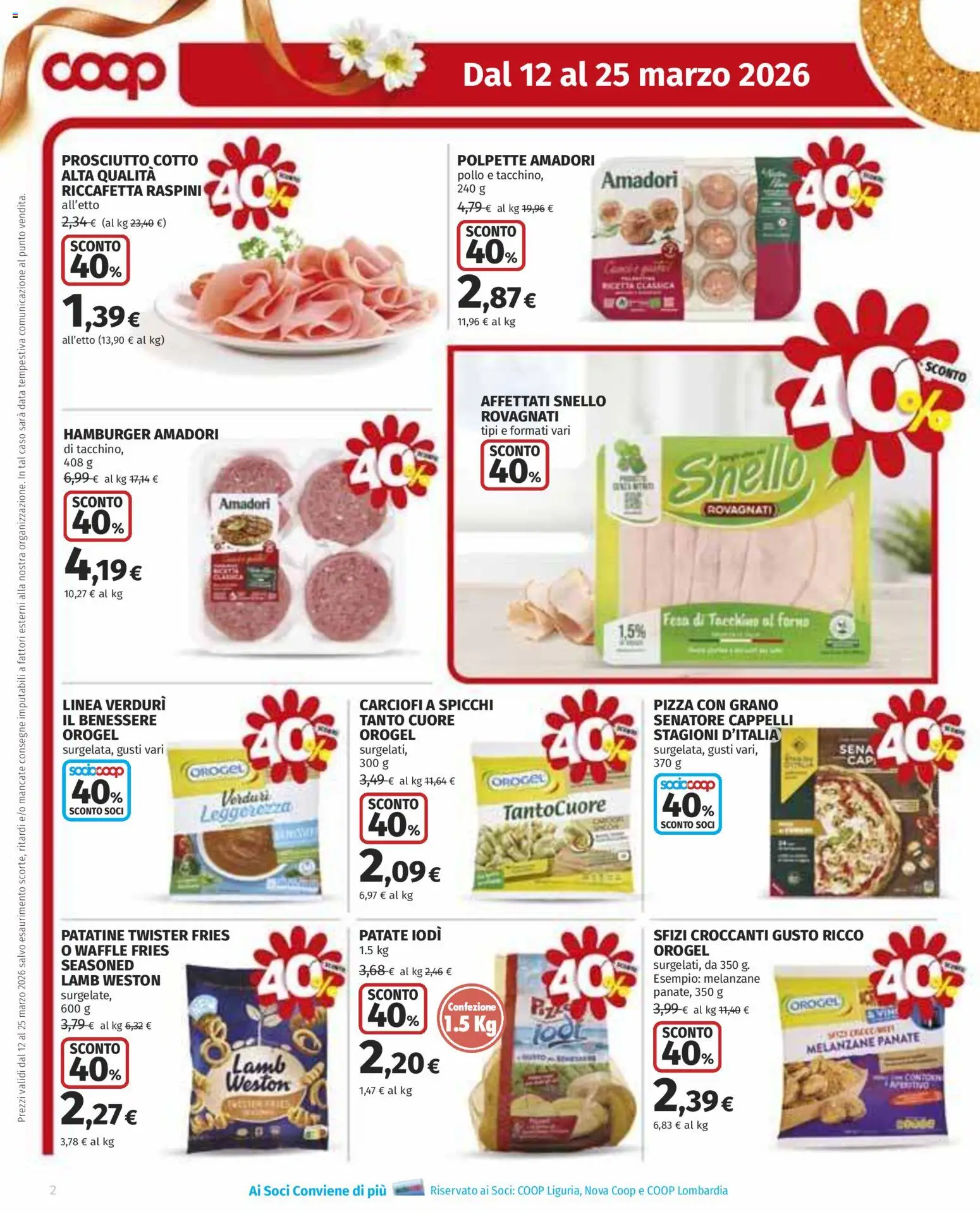 Volantino COOP del 12.03.2026 | Pagina: 2 | Prodotti: Prosciutto Cotto, Patatine, Data, Melanzane