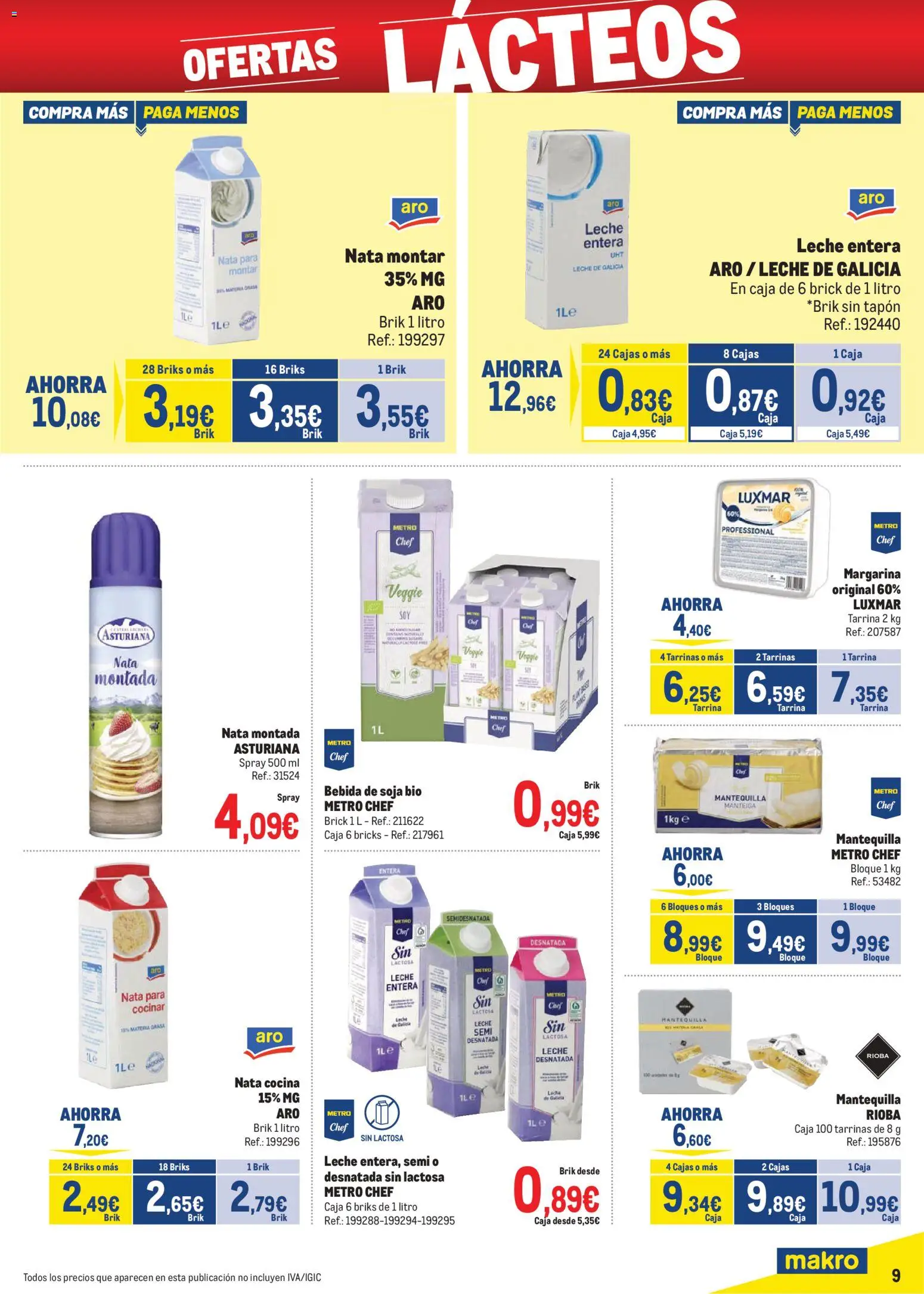 Makro - Precios Norte │ válido desde el 06.01.2026 | Página: 9 | Productos: Πιατοθήκη, Leche, Margarina, Caja