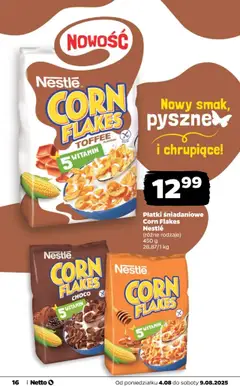 Netto gazetka - Spożywcza od 04.08.2025 | Strona: 16 | Produkty: Płatki śniadaniowe, Płatki, Corn Flakes