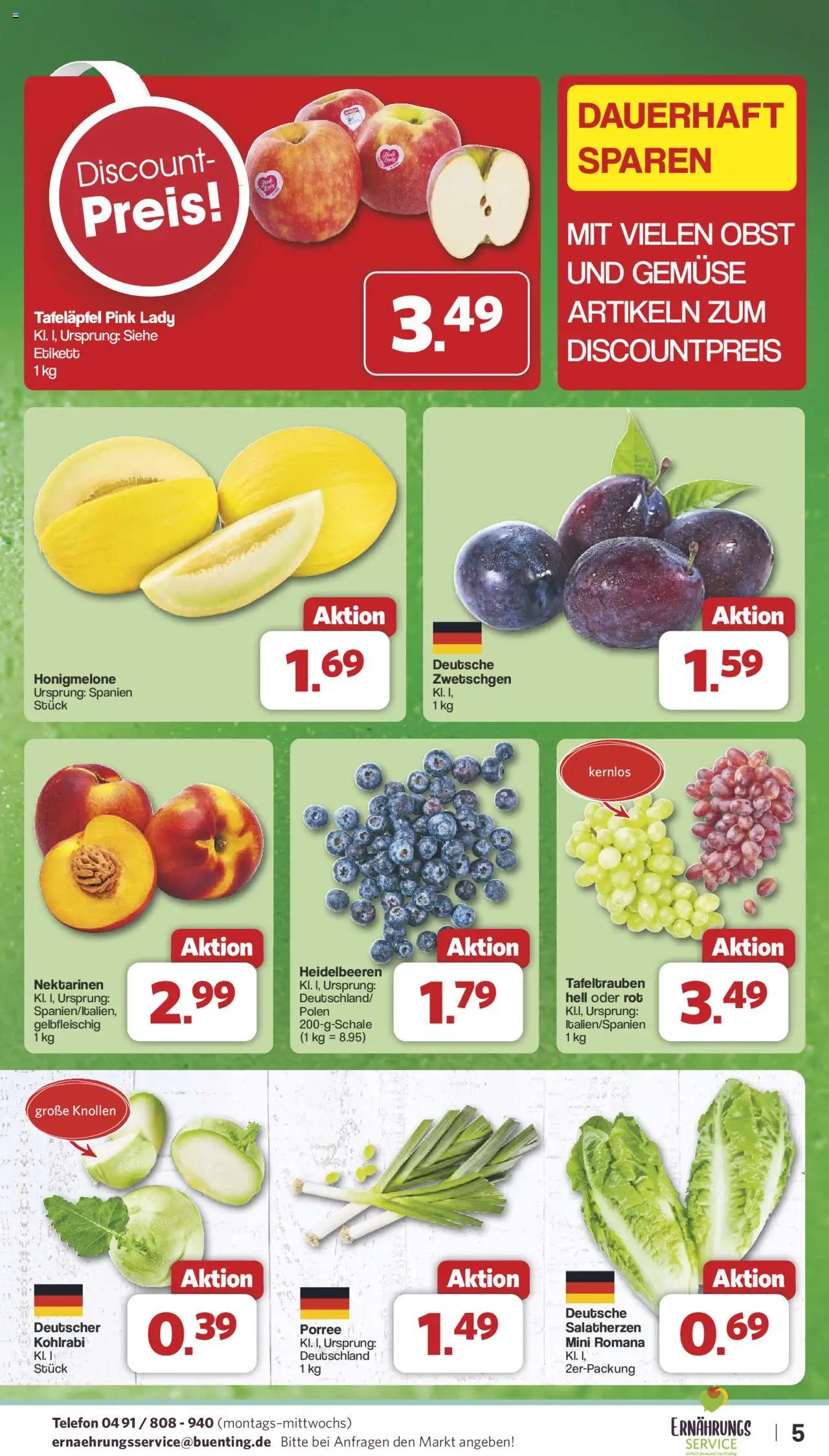 Famila Nordwest Prospekt 	 - gültig ab dem 11.08.2025 | Seite: 5 | Produkte: Kohlrabi, Honigmelone, Gemüse, Obst