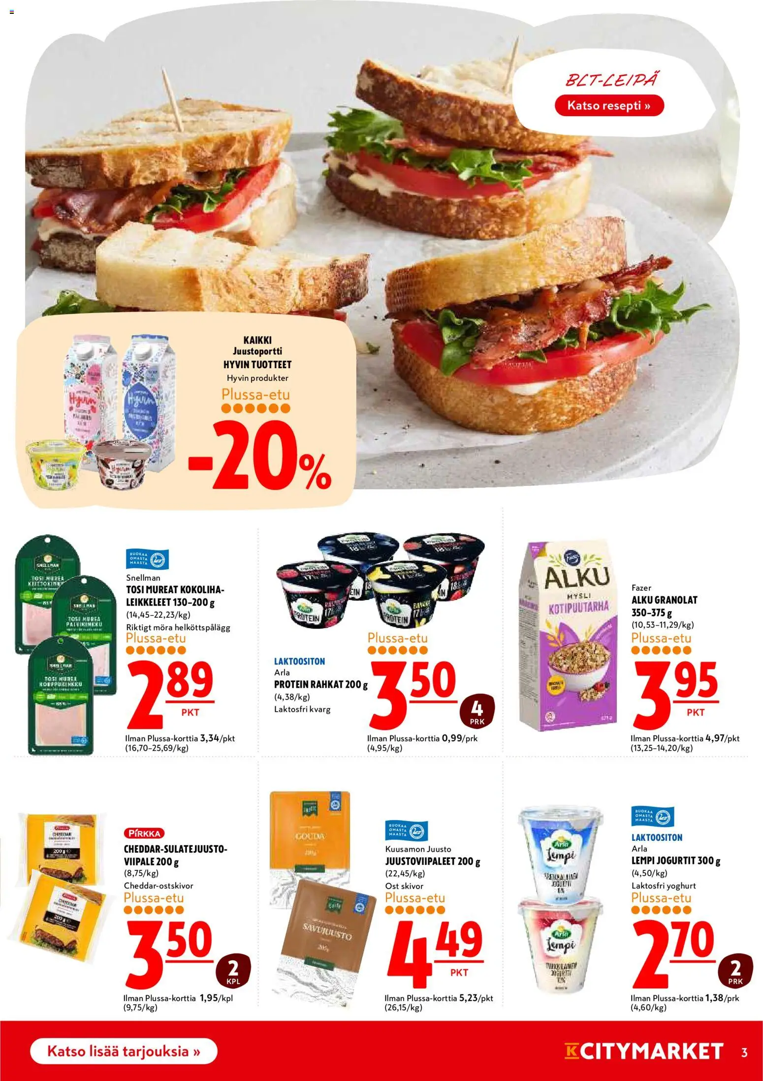 K-Citymarket tarjoukset – voimassa 08.01.2026 alkaen | Sivu: 3 | Tuotteet: Mysli, Juusto
