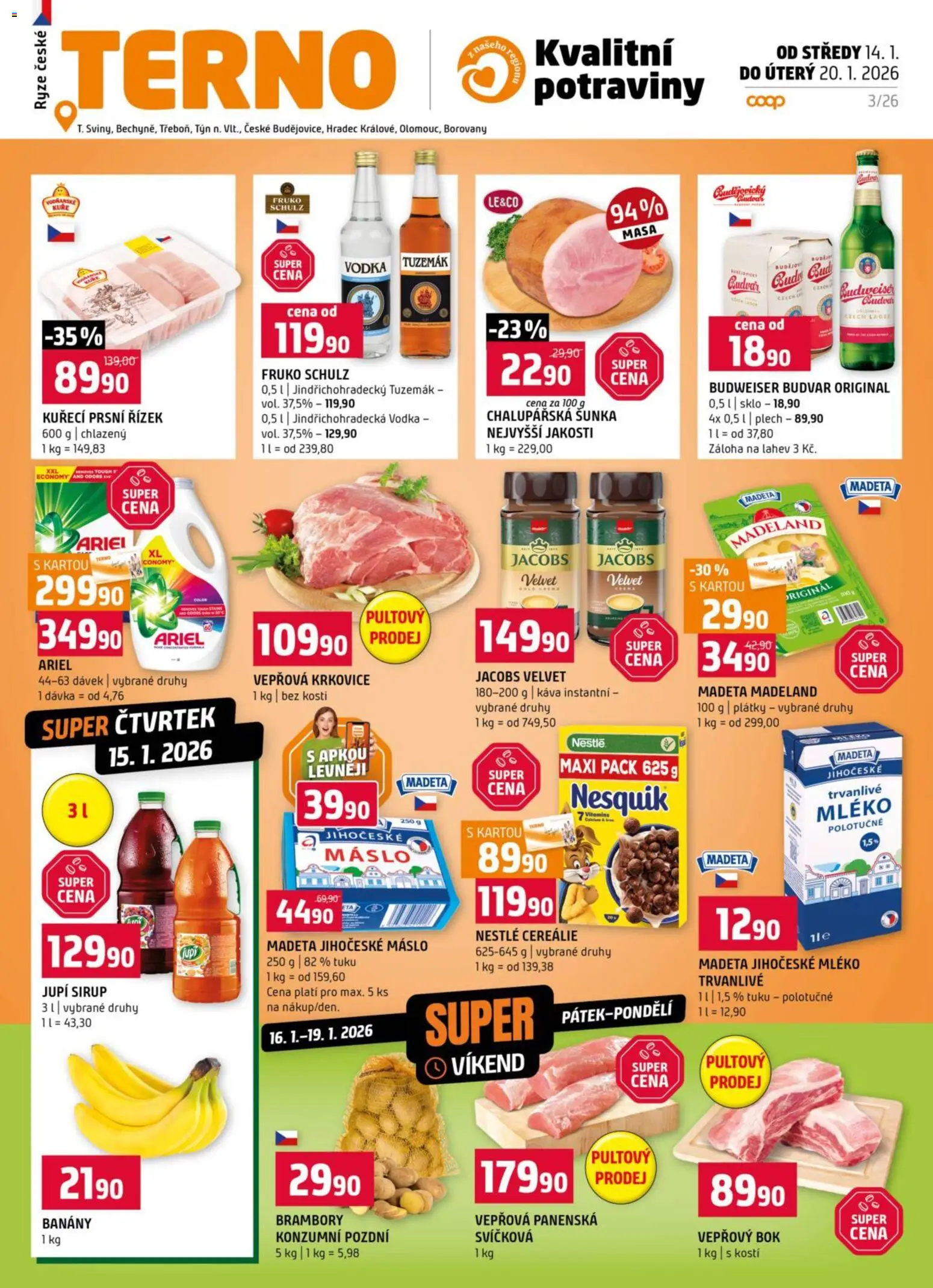 Terno leták od 14.01.2026 | Strana: 1 | Produkty: Cereálie, Vepřový bok, Potraviny, Krkovice