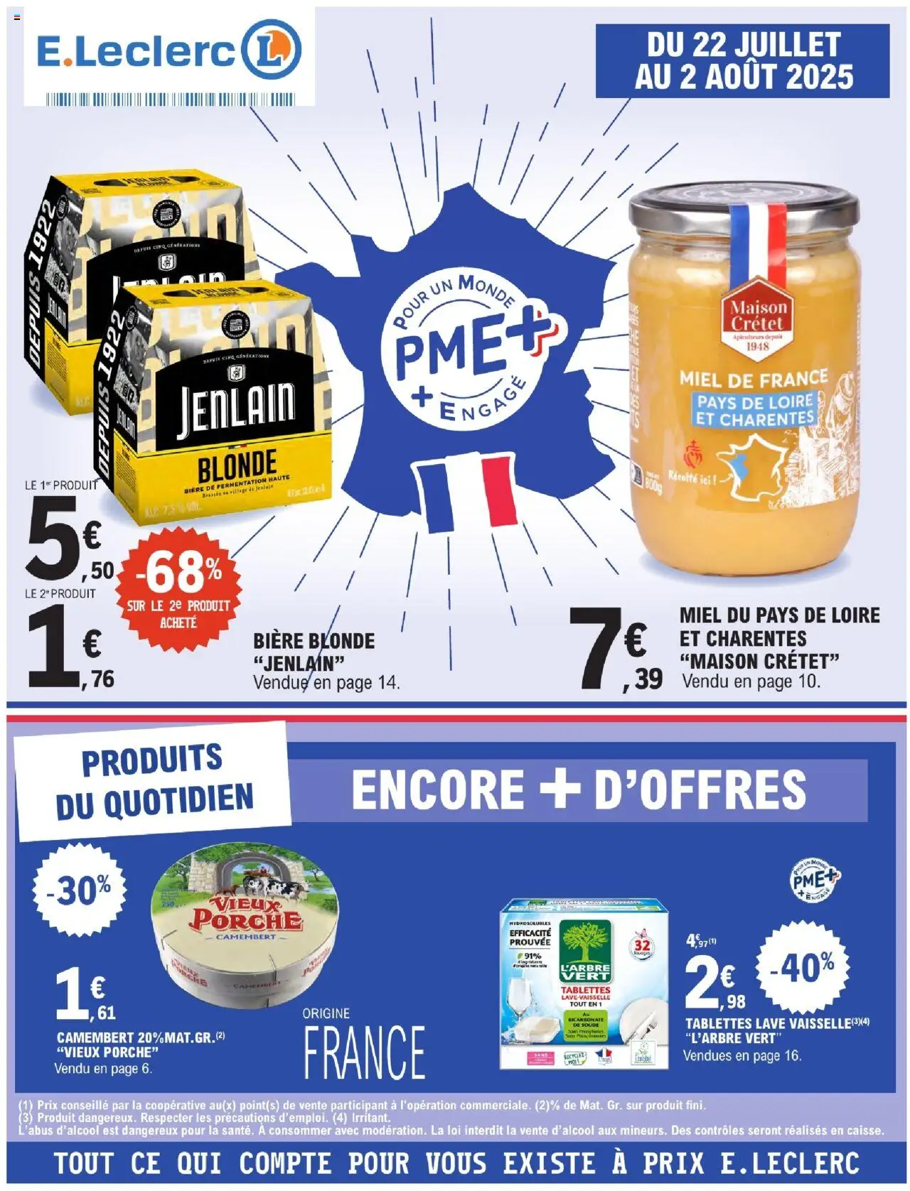  | Page: 1 | Produits: Bière blonde, Tablettes lave-vaisselle, Bicarbonate de soude, Camembert