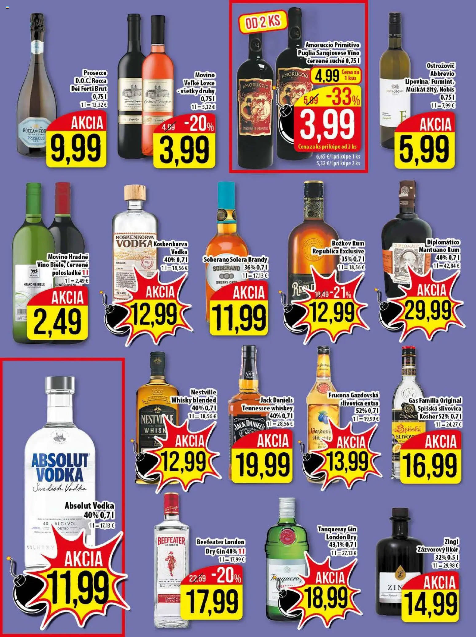 Nové Klas akcie – leták je platný od 23.02.2026 | Strana: 19 | Produkty: Diplomatico, Soberano, Whisky, Absolut vodka