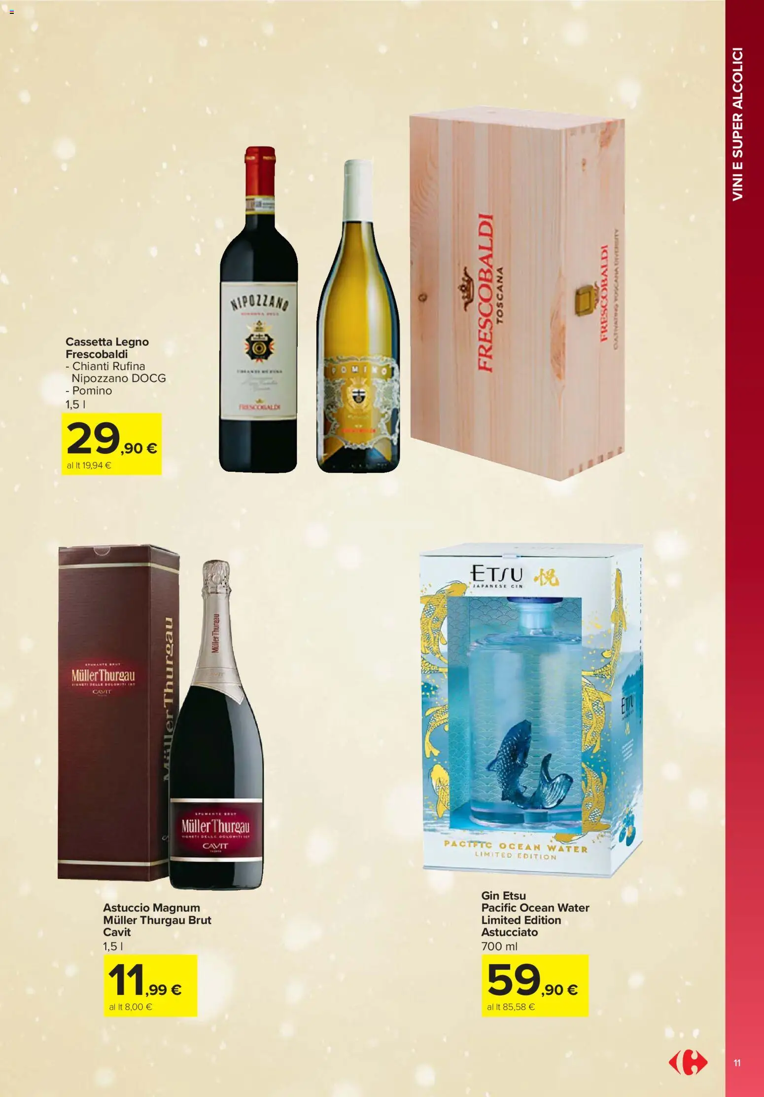 Volantino Carrefour del 13.11.2025 | Pagina: 11 | Prodotti: Gin, Spumante, Astuccio