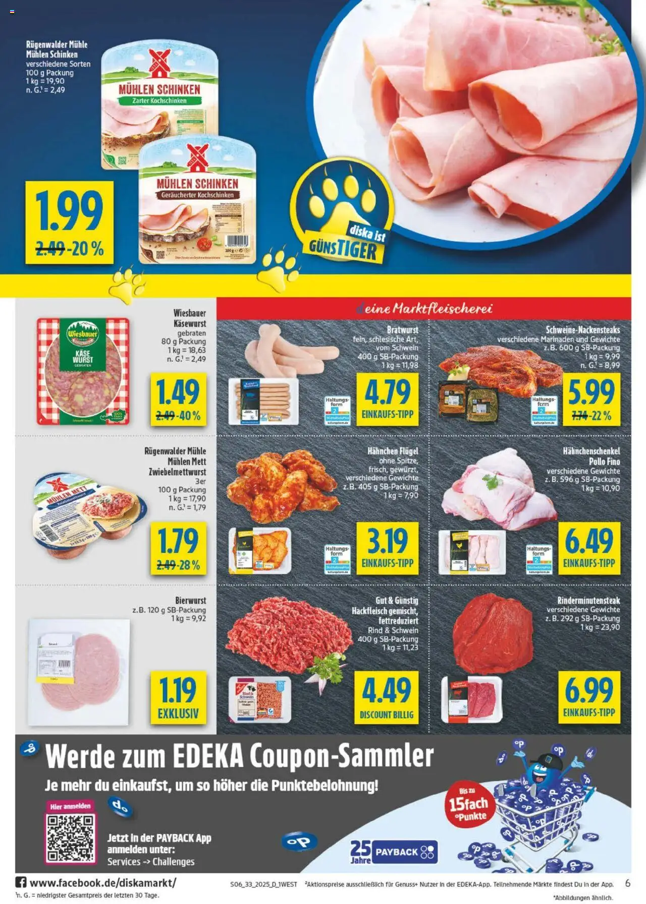 Diska - Bayern - gültig ab dem 11.08.2025 | Seite: 6 | Produkte: Mühle, Käse, Wurst, Schinken