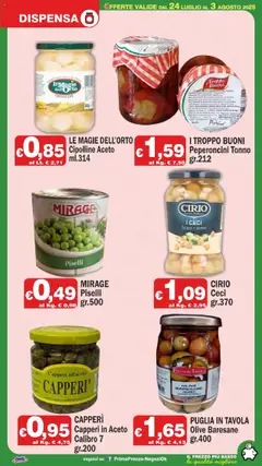 Volantino Primo Prezzo del 24.07.2025 | Pagina: 7 | Prodotti: Ceci, Olive, Peperoncino, Cipolline