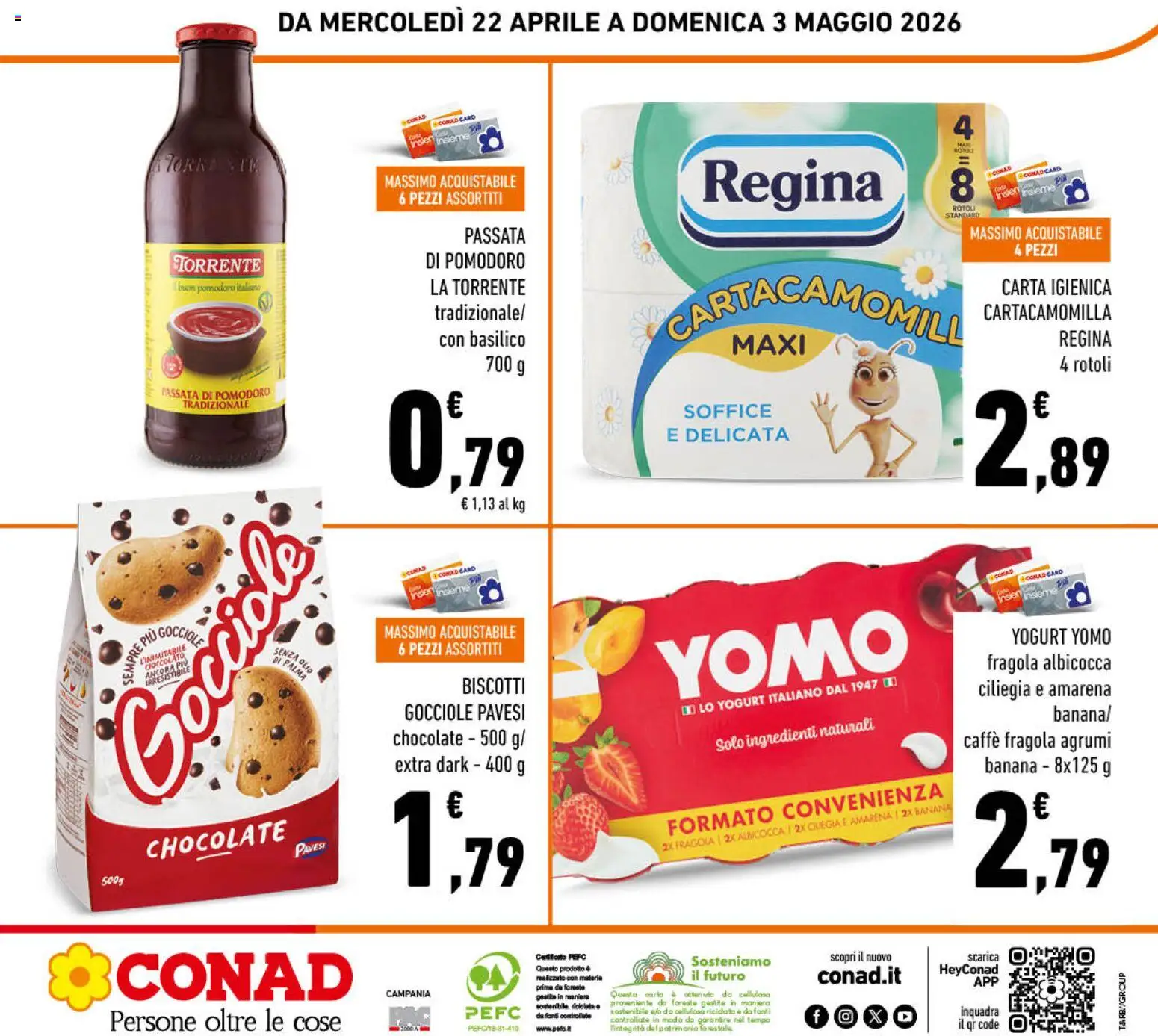 Volantino Conad del 22.04.2026 | Pagina: 24 | Prodotti: Carta igienica, Caffè, Olio, Amarena