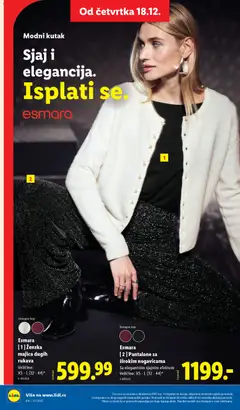 Esmara [2] Pantalone sa širokim nogavicama, Pantalone sa širokim nogavicama. Sa elegantnim sjajnim efektom. Veličine: XS - L (32-44)* - pregled Lidl kataloga - važi od 18.12.2025 | Strana: 64 | Proizvode: Pantalone