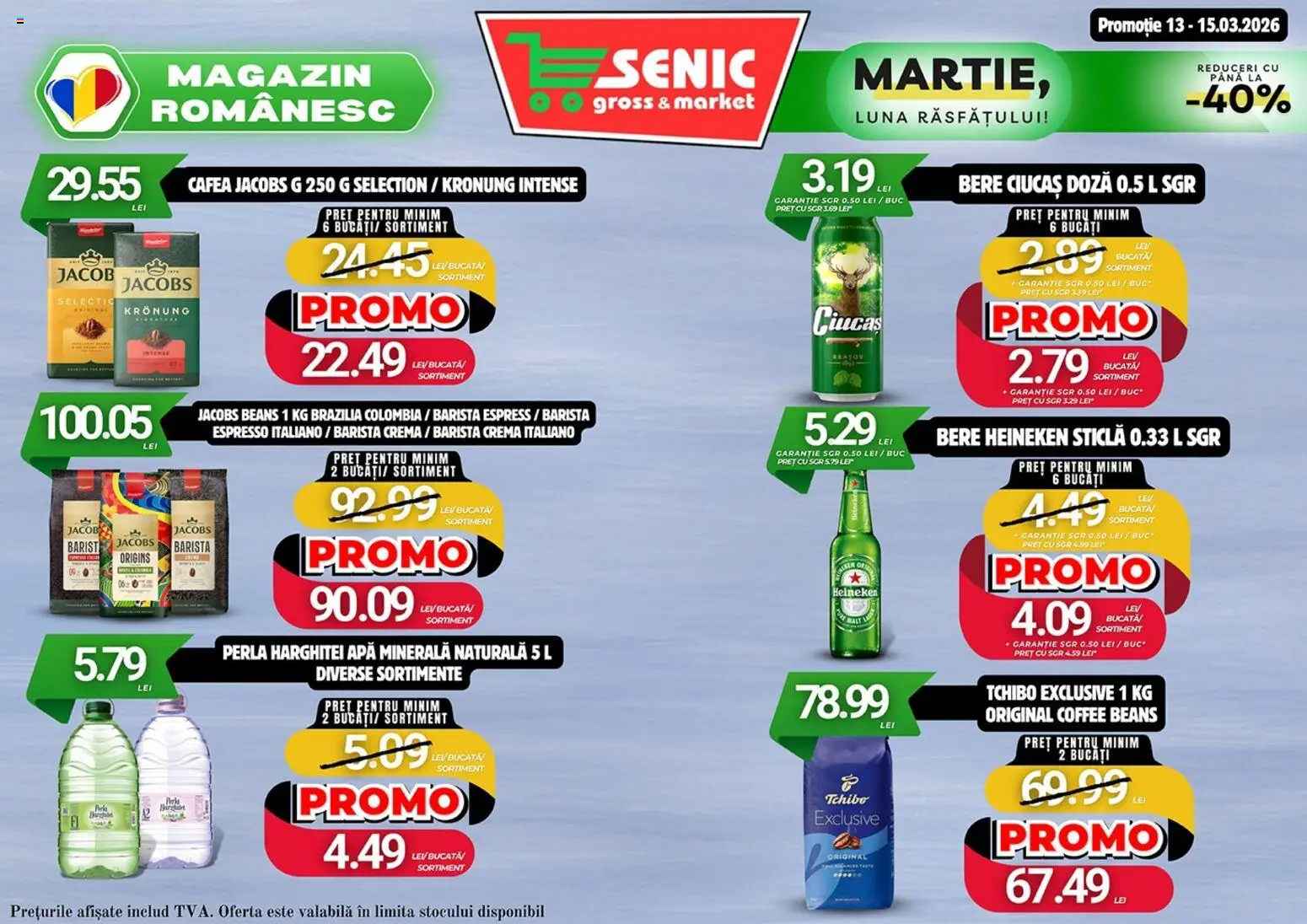 Noul catalog Senic – valabil de la 09.03.2026 | Pagină: 7 | Produse: Yazı tahtası kalemi, Cafea, Bere, Apă